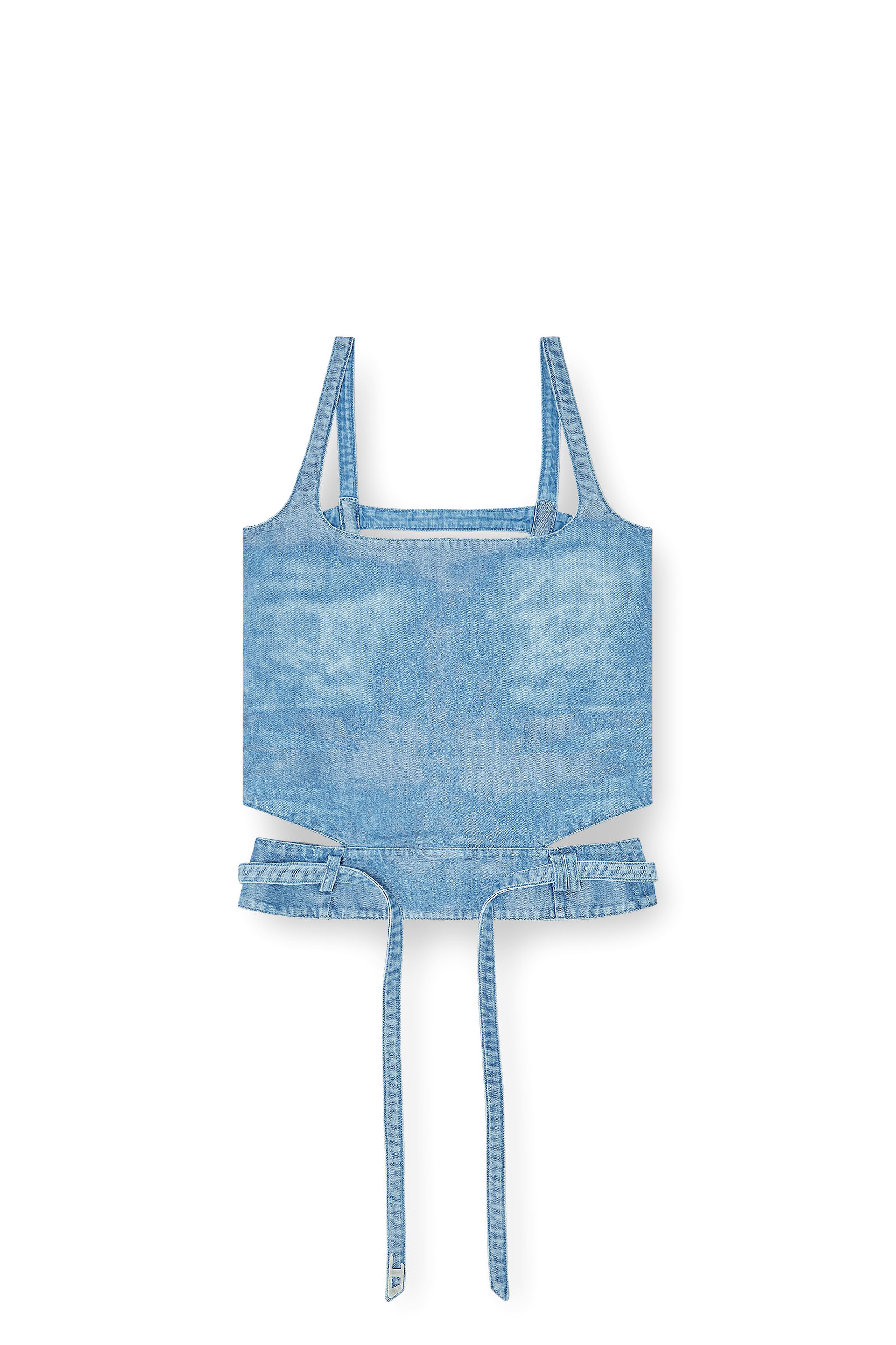 Diesel - DE-SAYRA-FSI2, Top con schiena scoperta in satin denim Donna in Blu - 3