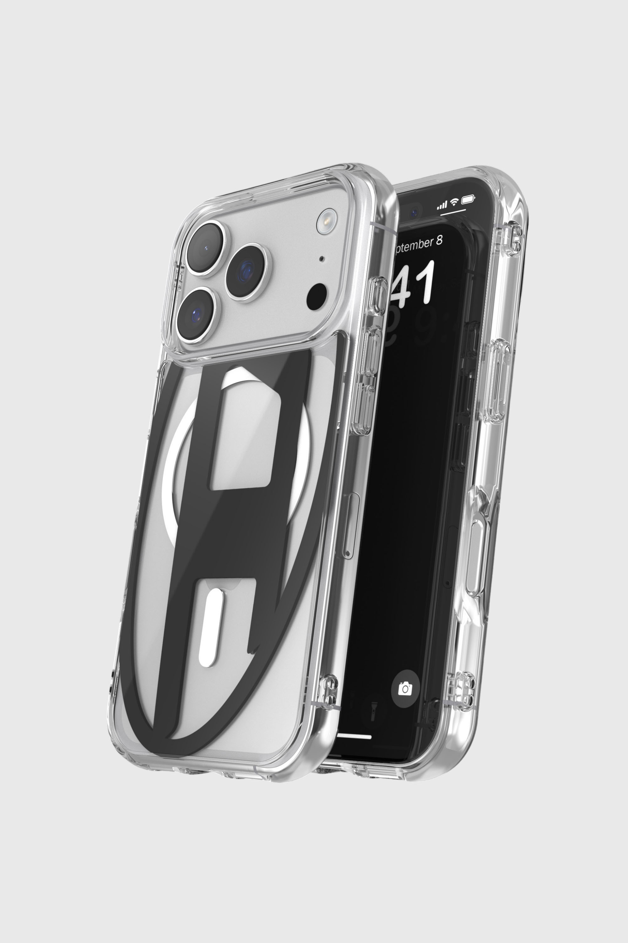 Diesel - 60417 AOP CASE, Custodia metallica Oval D con Magsafe per iPhone 17 Pro Unisex in Nero - 4