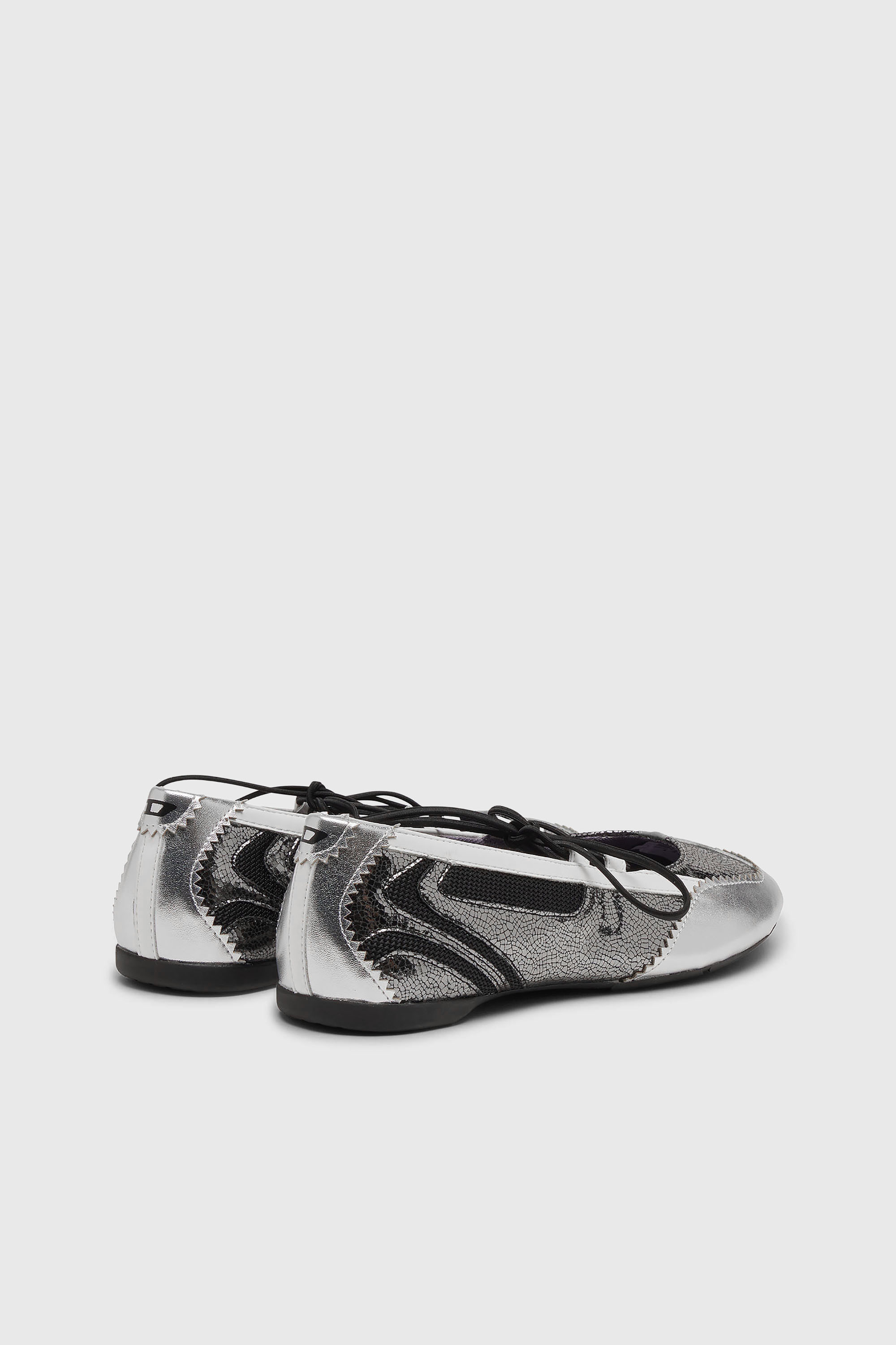 Diesel - D-MILE BALLERINA LACE UP W, D-Mile-Ballerine stringate metallizzate Donna in Argento - 3