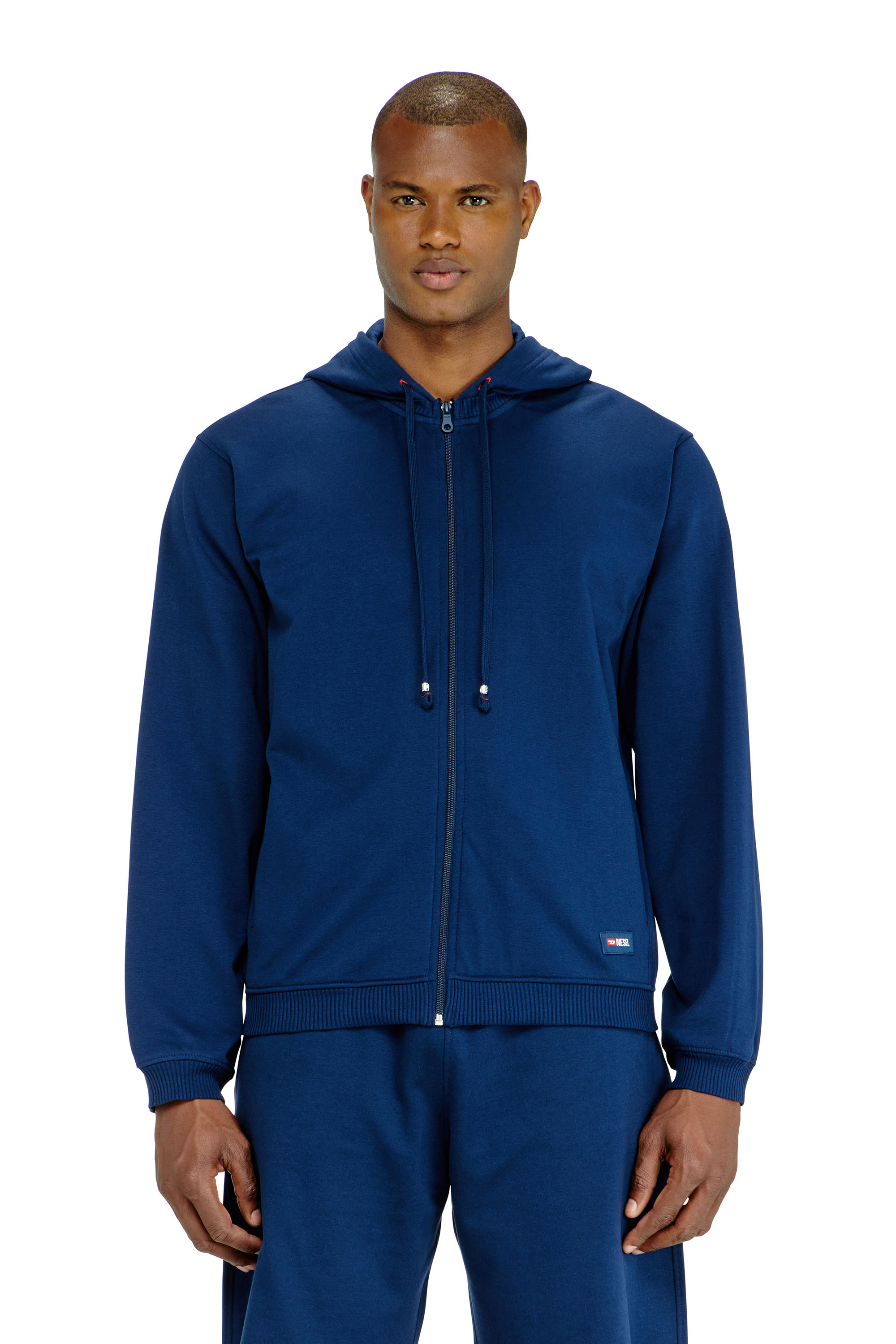 Diesel - JOY-D-CORE, Felpa con cappuccio in misto cotone smerigliato Uomo in Blu - 1