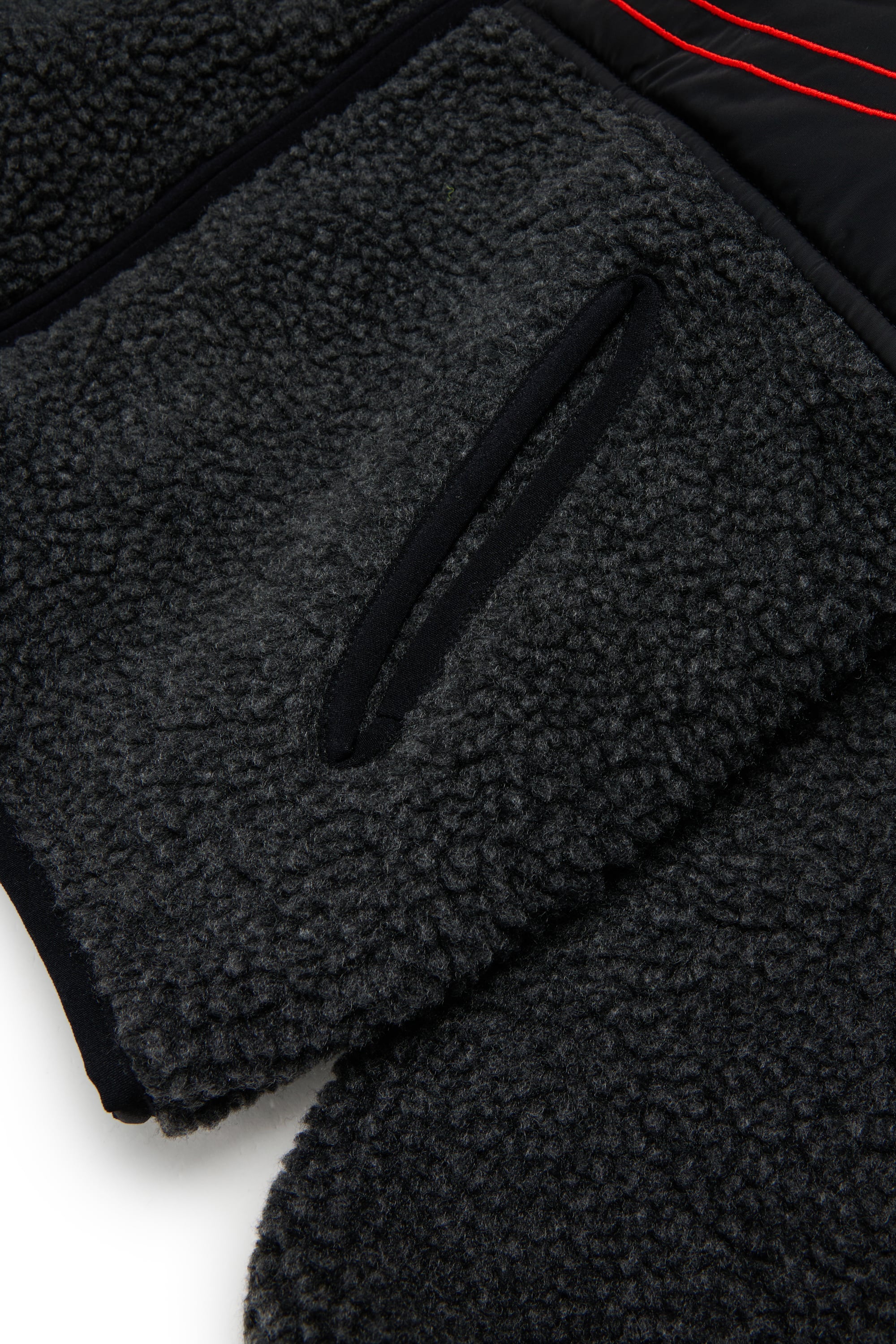 Diesel - JSHEAR, Giacca con cappuccio in nylon e teddy fleece Uomo in Nero - 4