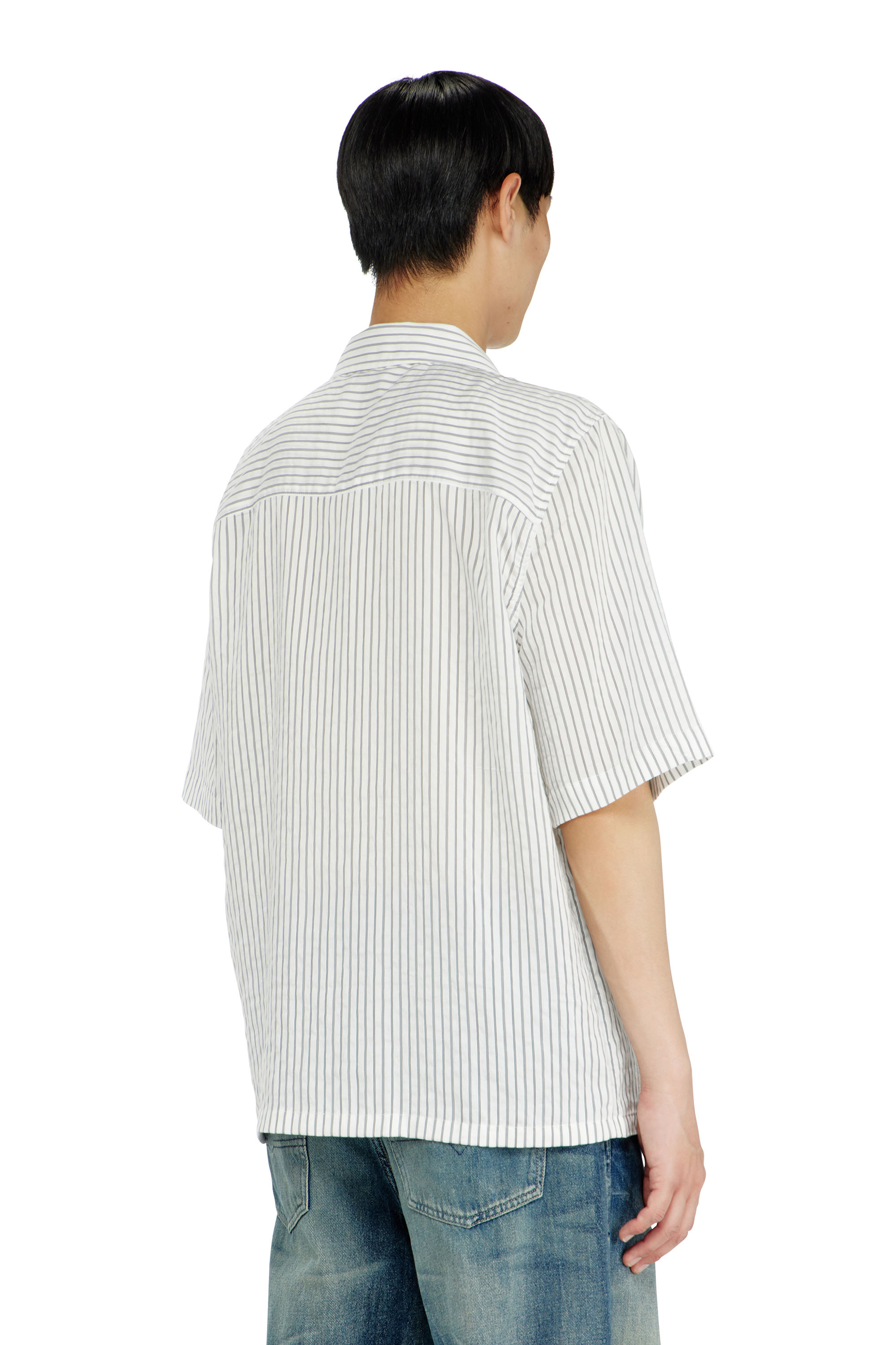 Diesel - S-MAC-EFBV, Camicia a manica corta in modal a righe sottili Uomo in Multicolor - 4