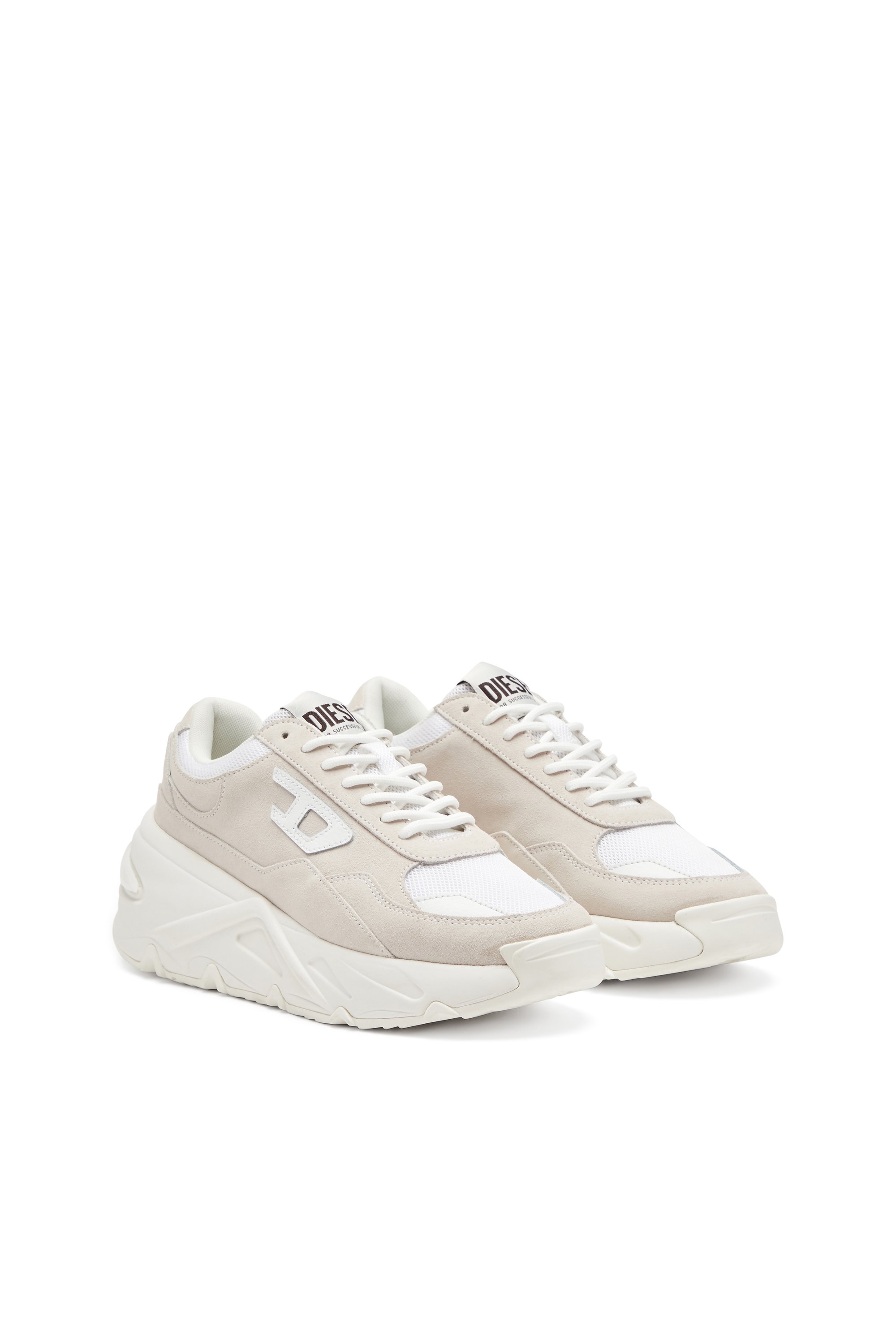 Diesel - S-SAVANNAH W, Sneaker platform in rete e suede Donna in Bianco - 2