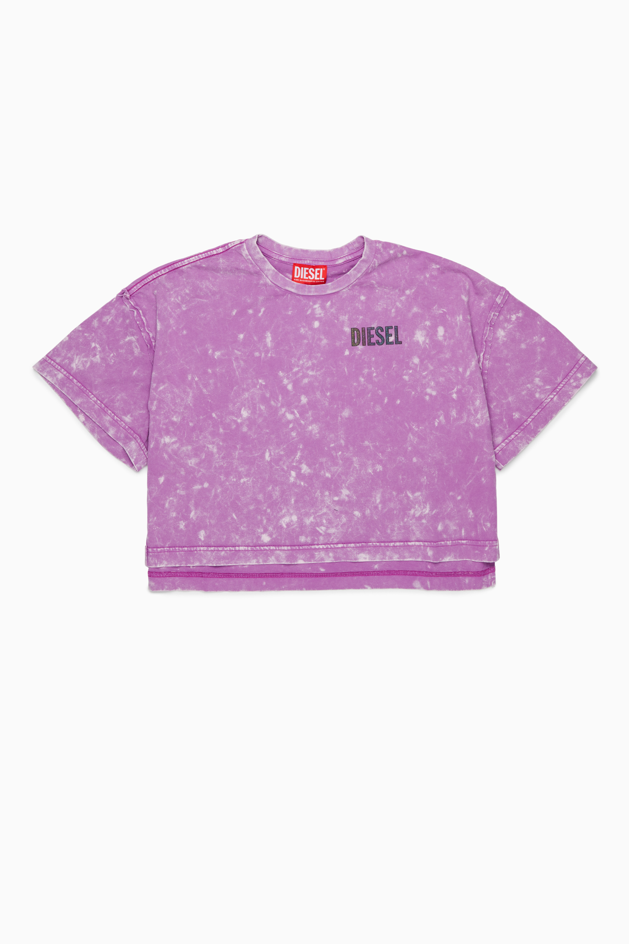 Diesel - TLOXY, T-shirt cropped con effetto tie-dye Donna in Viola - 1