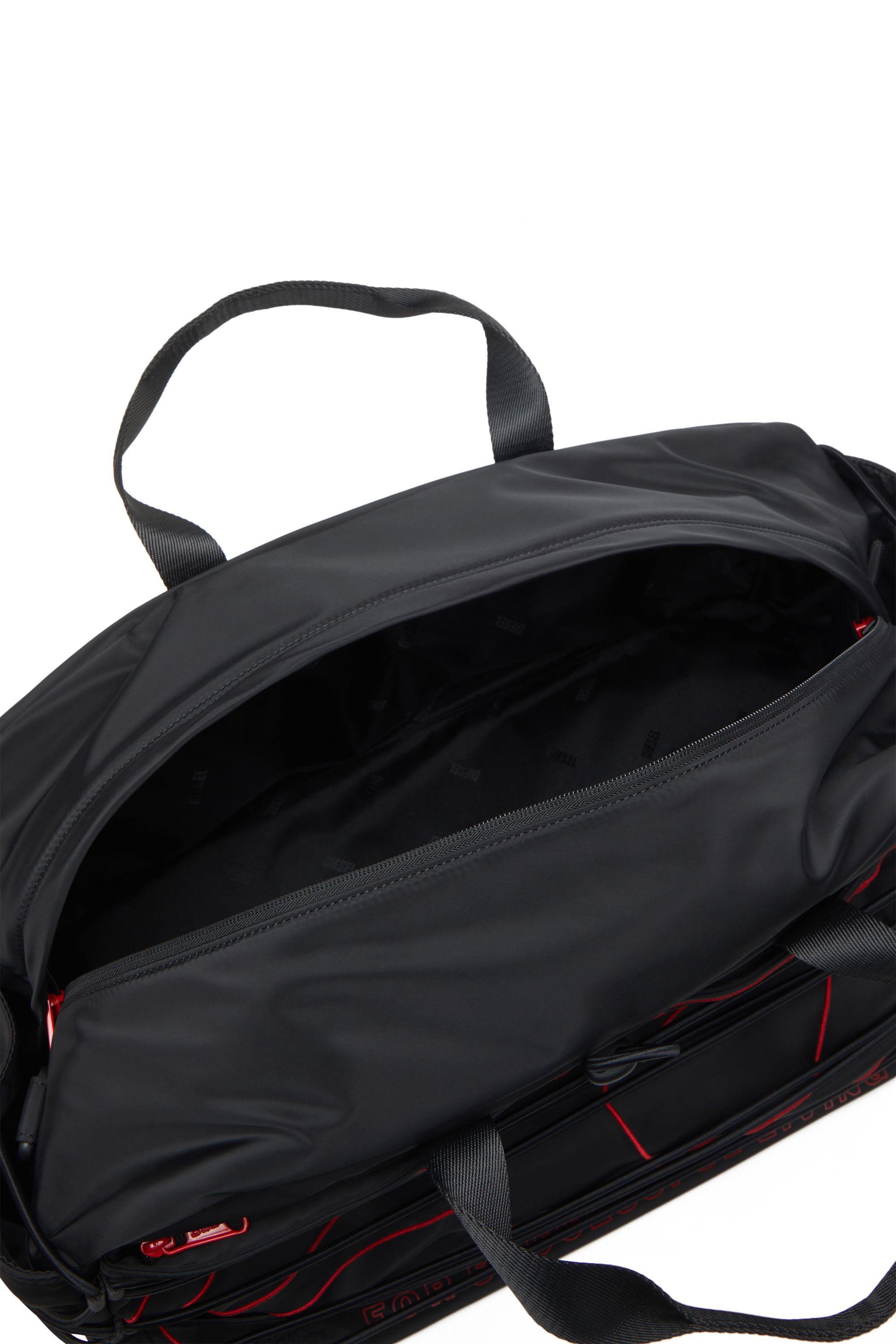 Diesel - TECH-D DUFFLE X, Tech-D-Borsone in nylon con ricamo Oval D Unisex in Nero - 4
