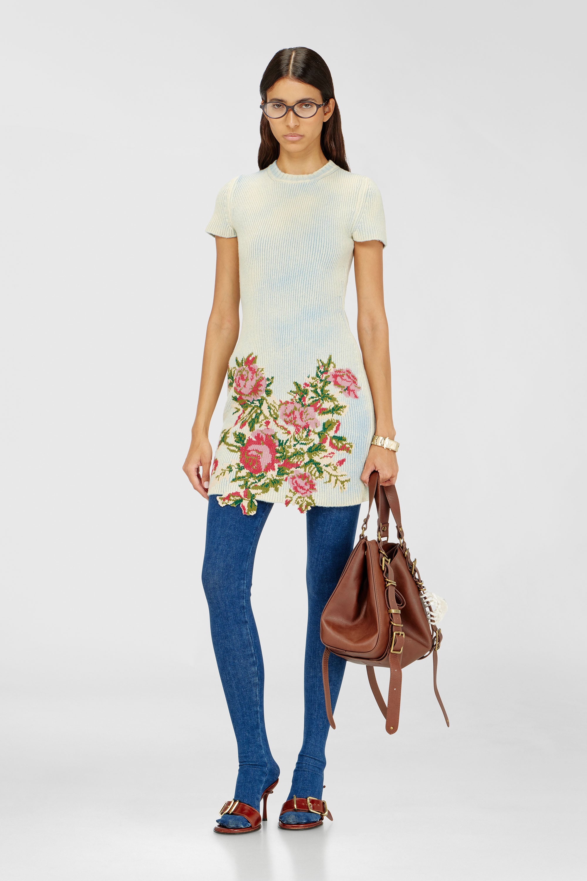 Diesel - M-RINNIE, Abito corto in maglia misto lana a fiori Donna in Multicolor - 1