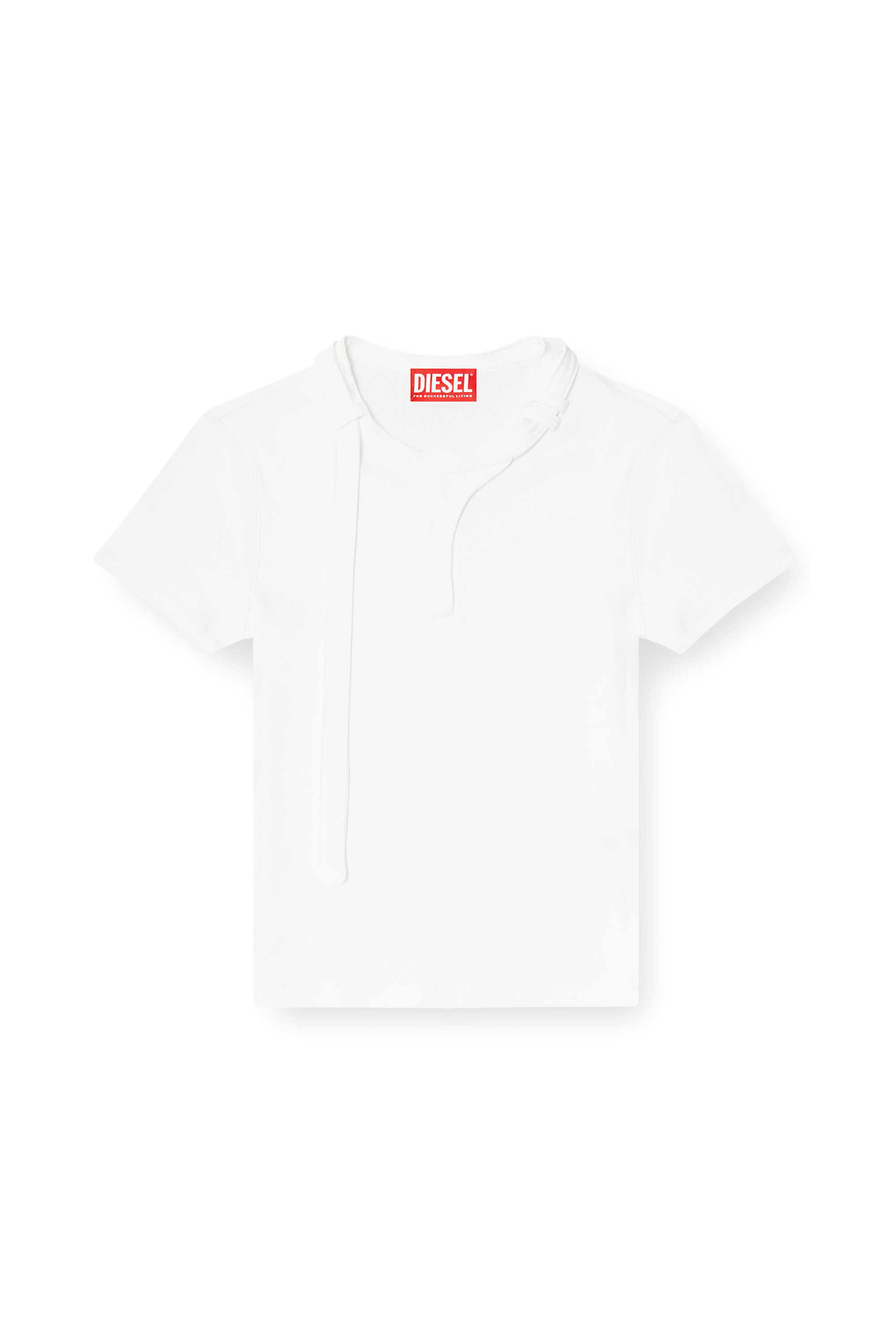 Diesel - T-IARAS, Top in jersey a coste con cinturino biker Donna in Bianco - 3