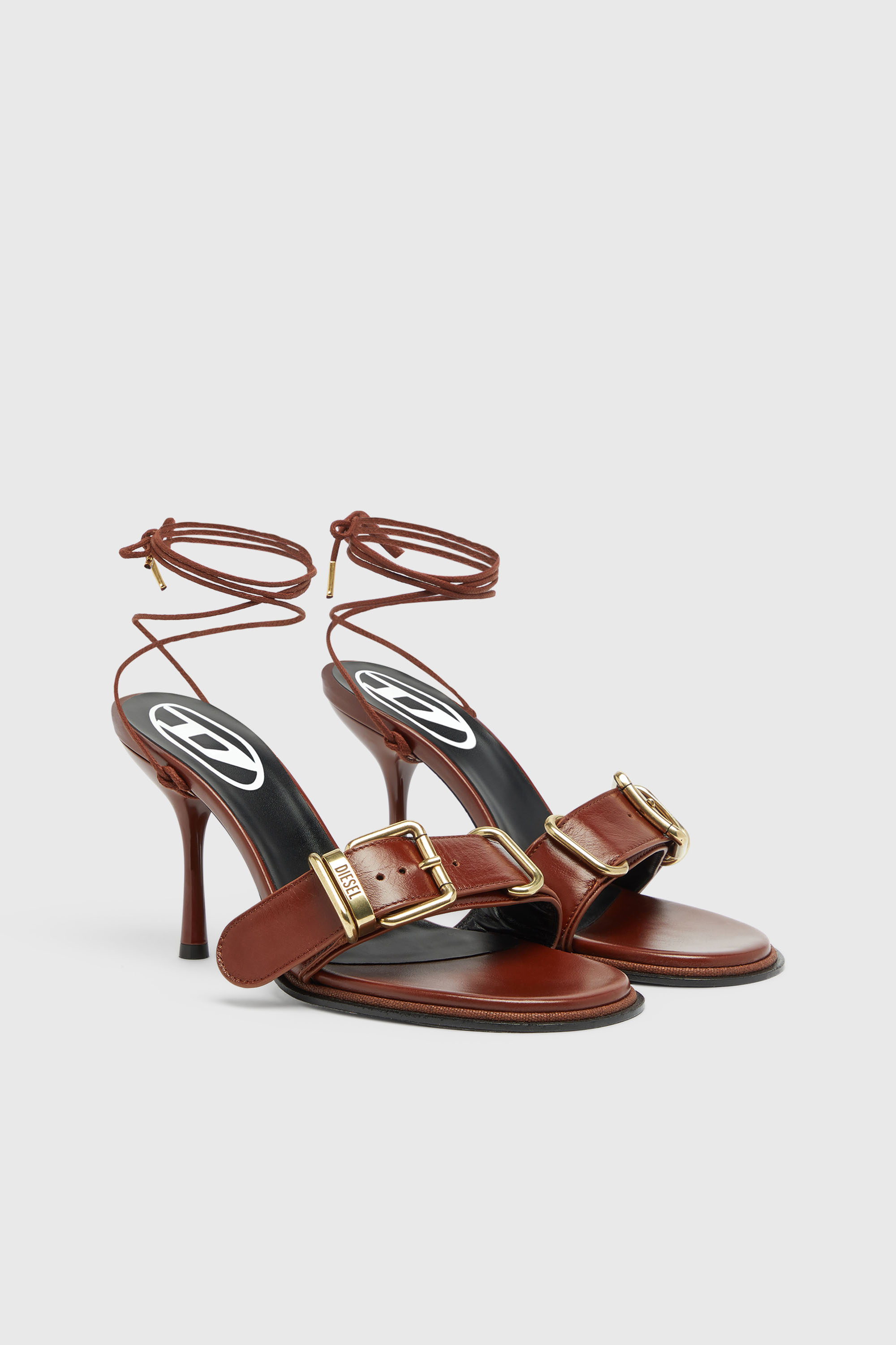 Diesel - D-COCCO-90-SA, D-Cocco-Sandali con cinturino alla caviglia in pelle Donna in Marrone - 3