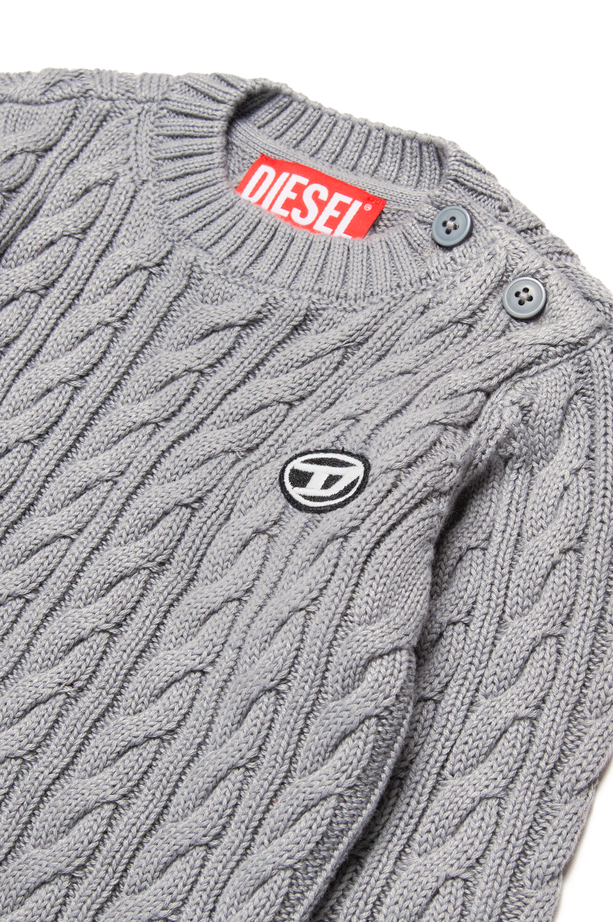 Diesel - KBAMBYB, Unisex Pullover in cotone con patch Oval D in Grigio - Image 3