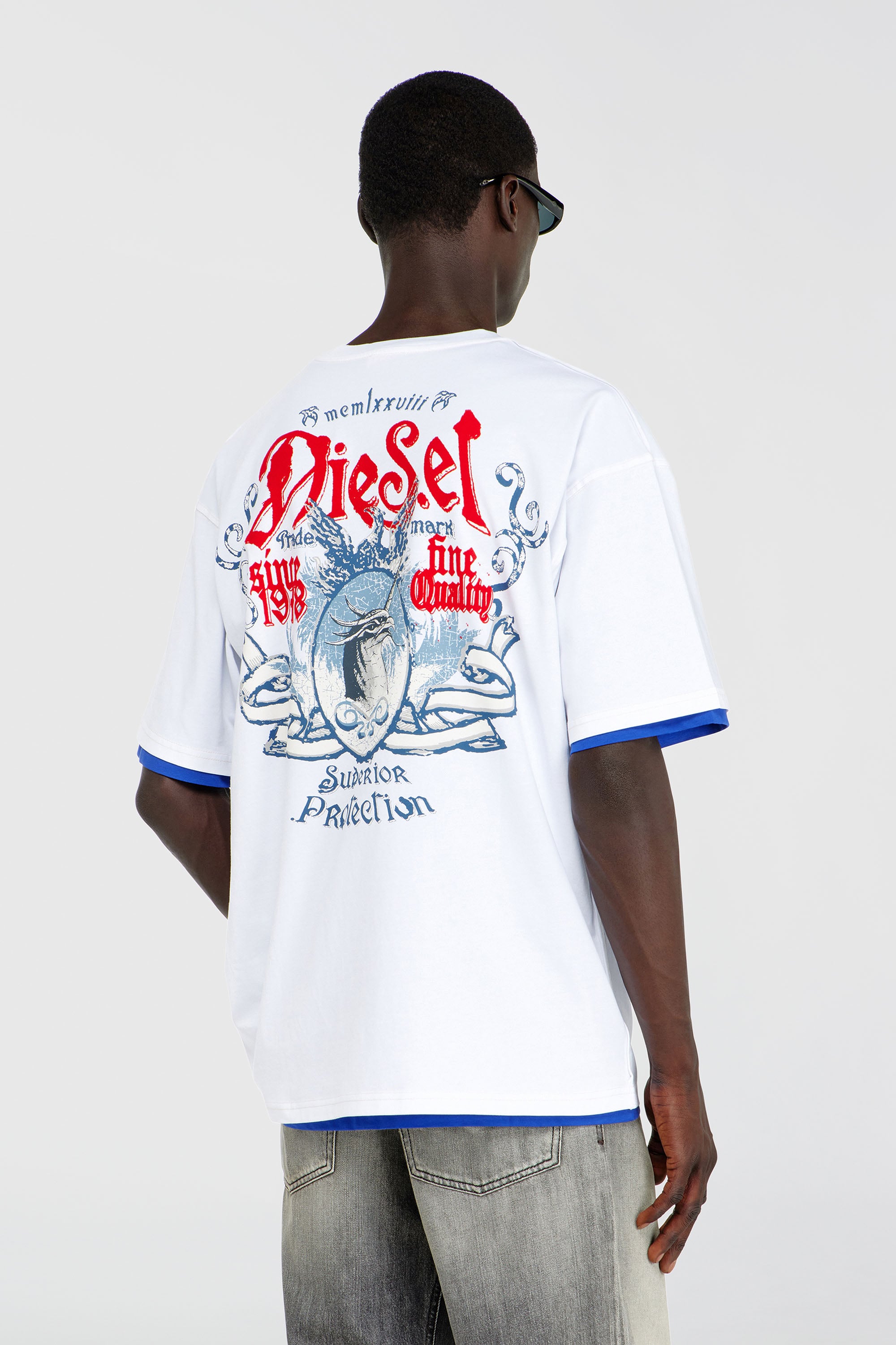 Diesel - T-BOXT-AA2, T-shirt in cotone con grafica in flock Uomo in Bianco - 4