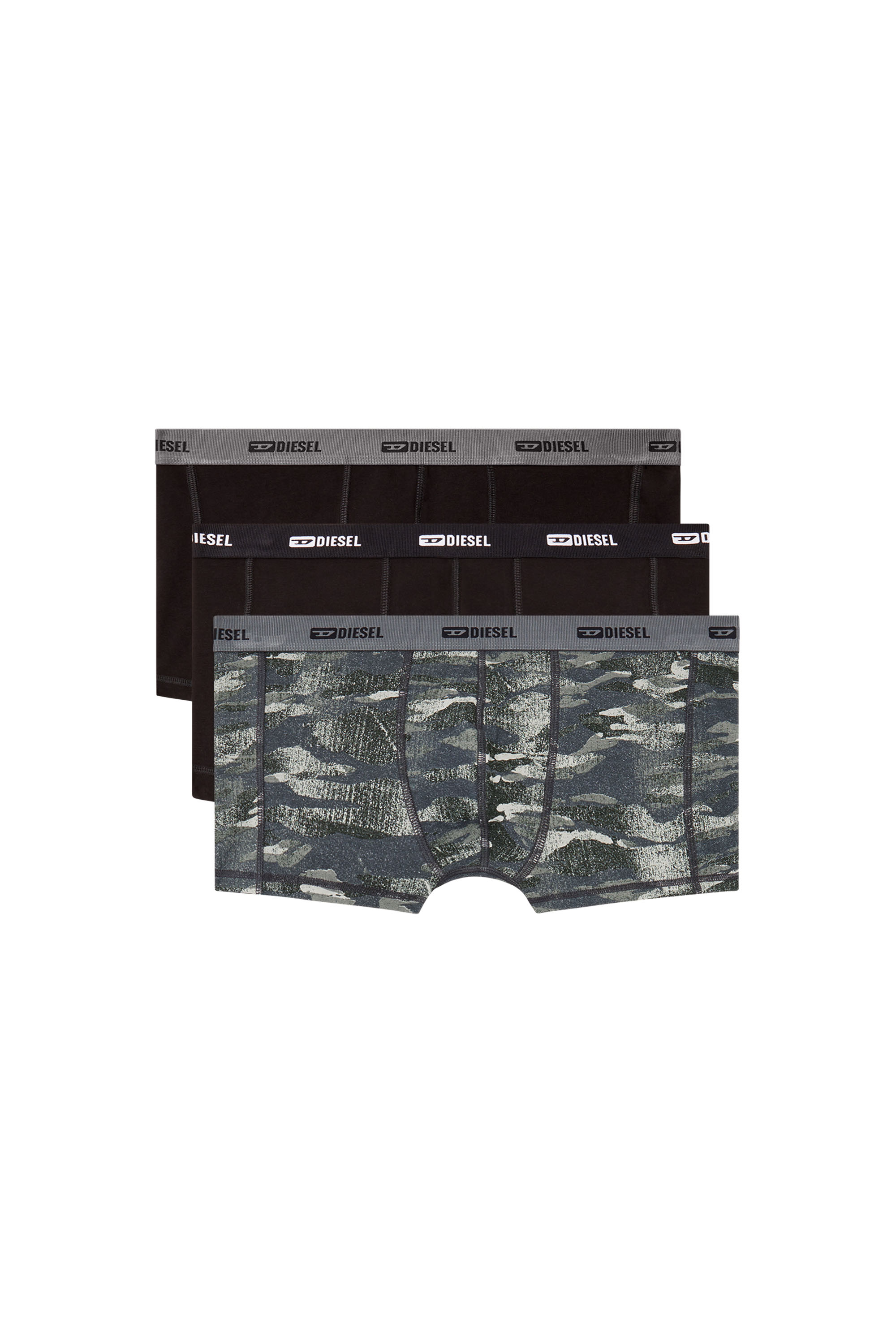 Diesel - DAMIEN-UTLT-3PACK, Set di tre boxer a tinta unita e camouflage Uomo in Multicolor - 1