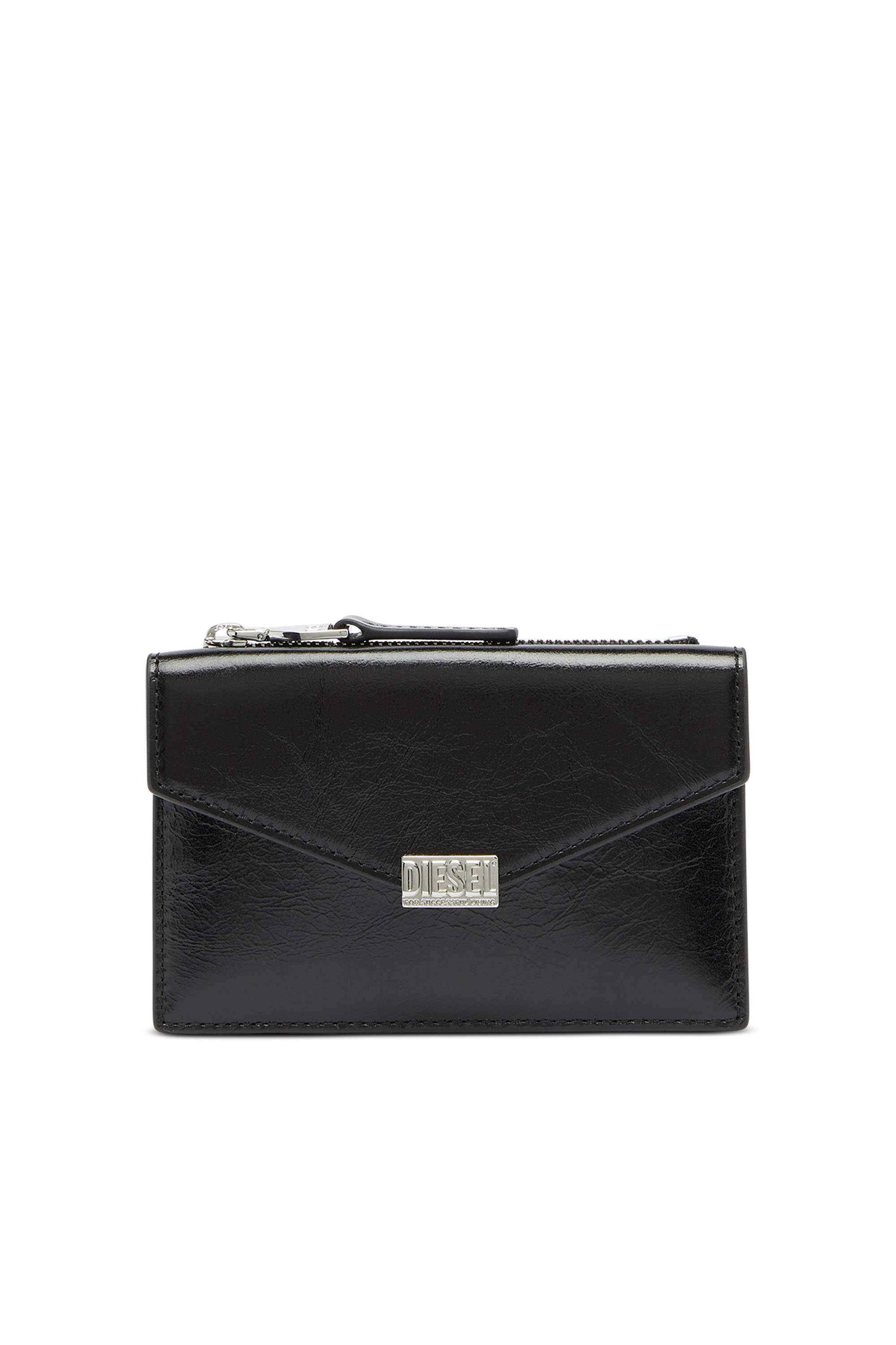 Diesel - D-ENVELOP CARD HOLDER, Porta carte stile busta in pelle lucida effetto stropicciato Donna in ToBeDefined - 1