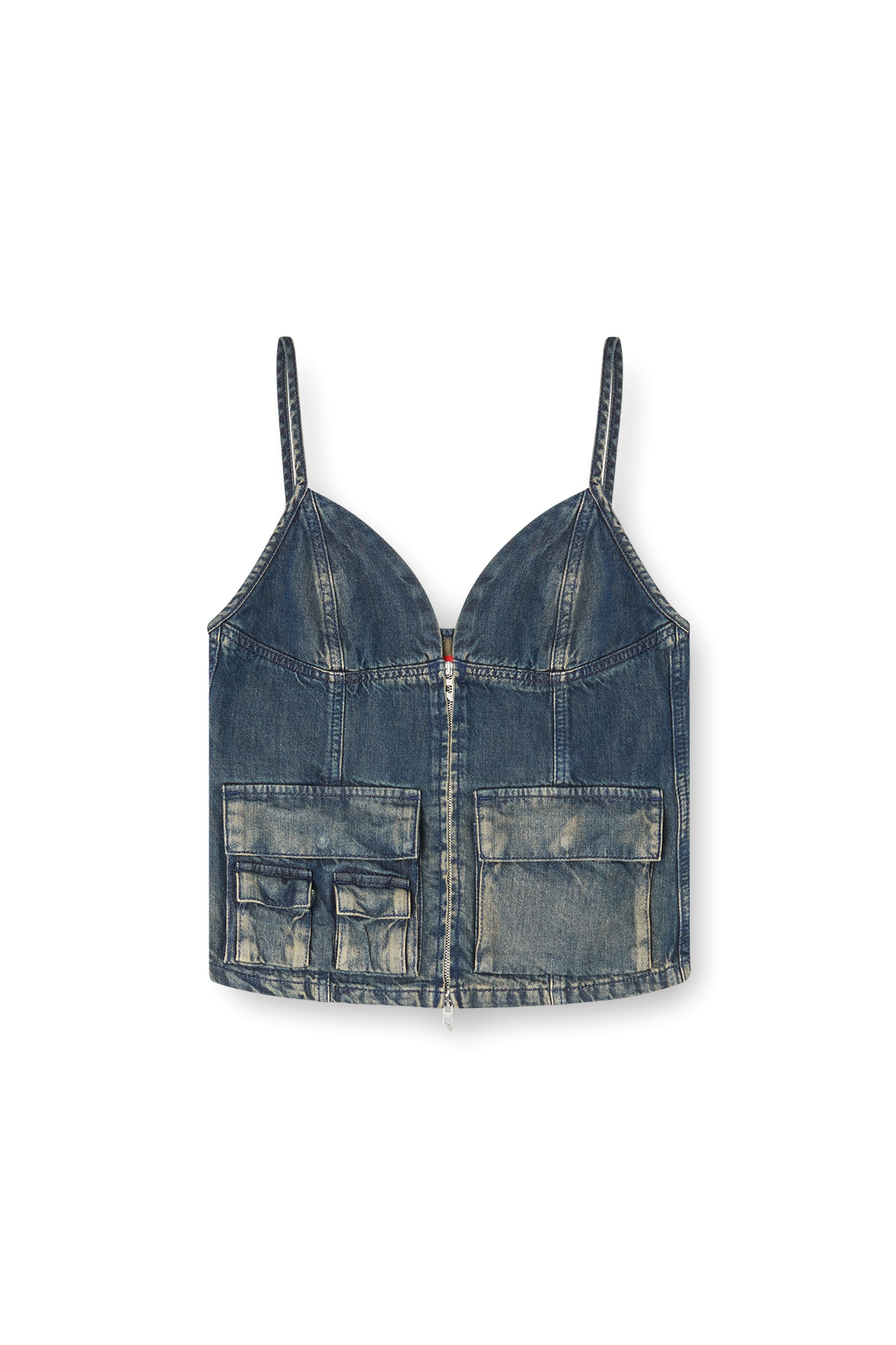 Diesel - DE-MELLIS-S, Top in denim fluido dégradé Donna in Blu - 3