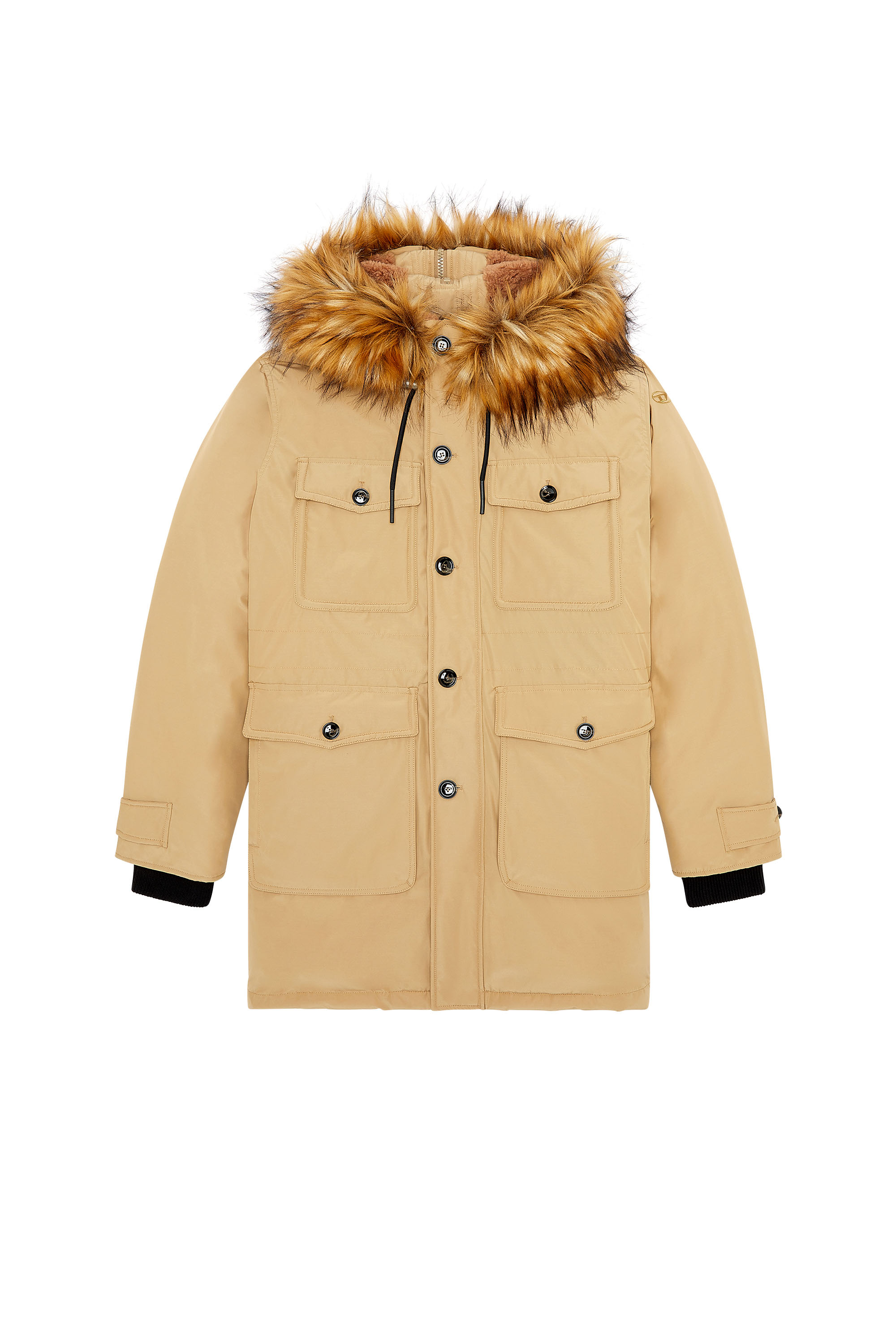 Diesel - W-JORGY, Parka imbottito con cappuccio bordato Uomo in Marrone - 2