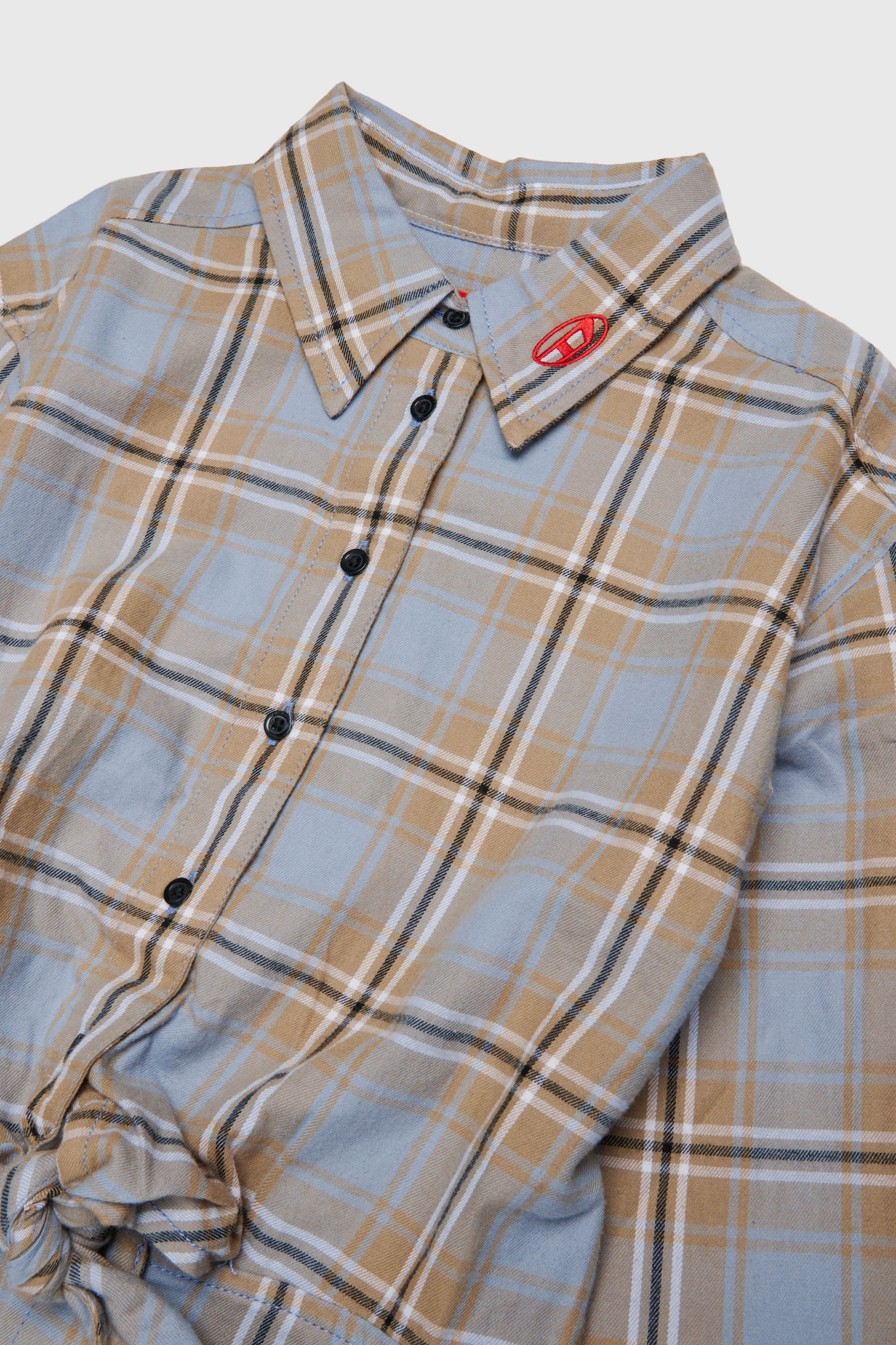 Diesel - DESUSANIS, Abito camicia in cotone a quadri con cintura annodata in vita Donna in Multicolor - 3