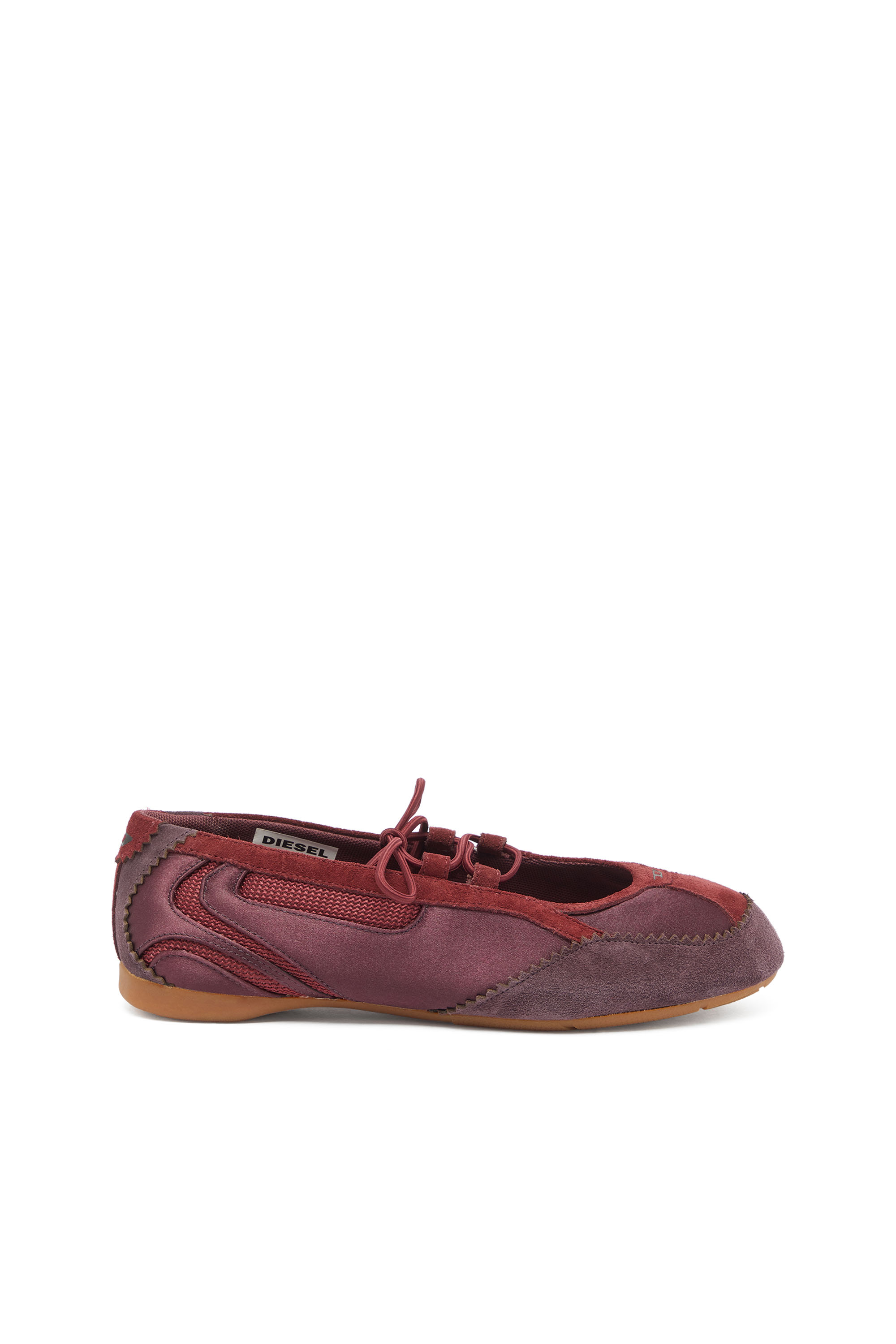 Diesel - D-MILE BALLERINA LACE UP II W, D-Mile - Ballerine stringate in pelle e mesh Donna in Rosso - 1