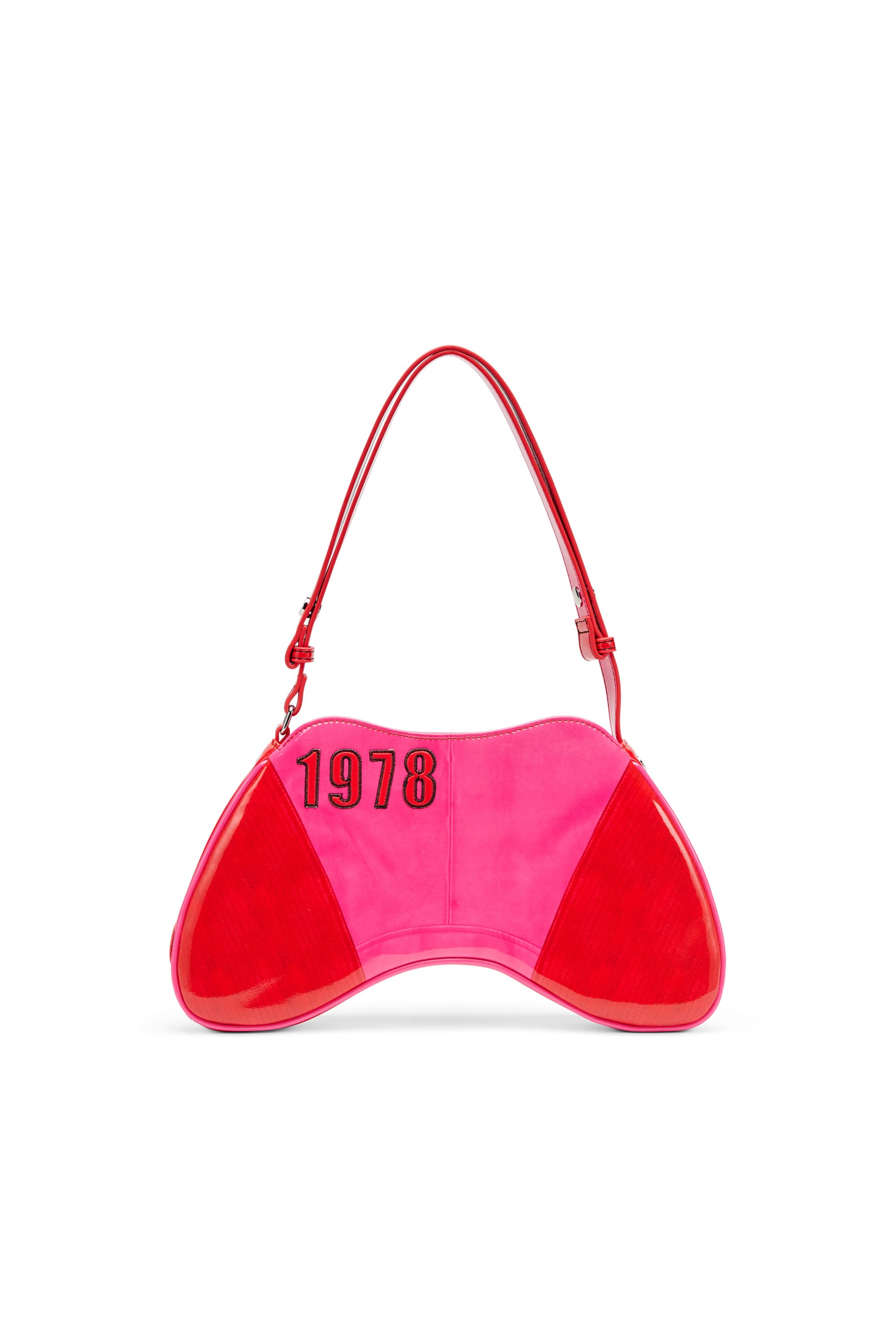 Diesel - PLAY SHOULDER, Play-Borsa a spalla lucida con dettagli biker Donna in Rosa - 2