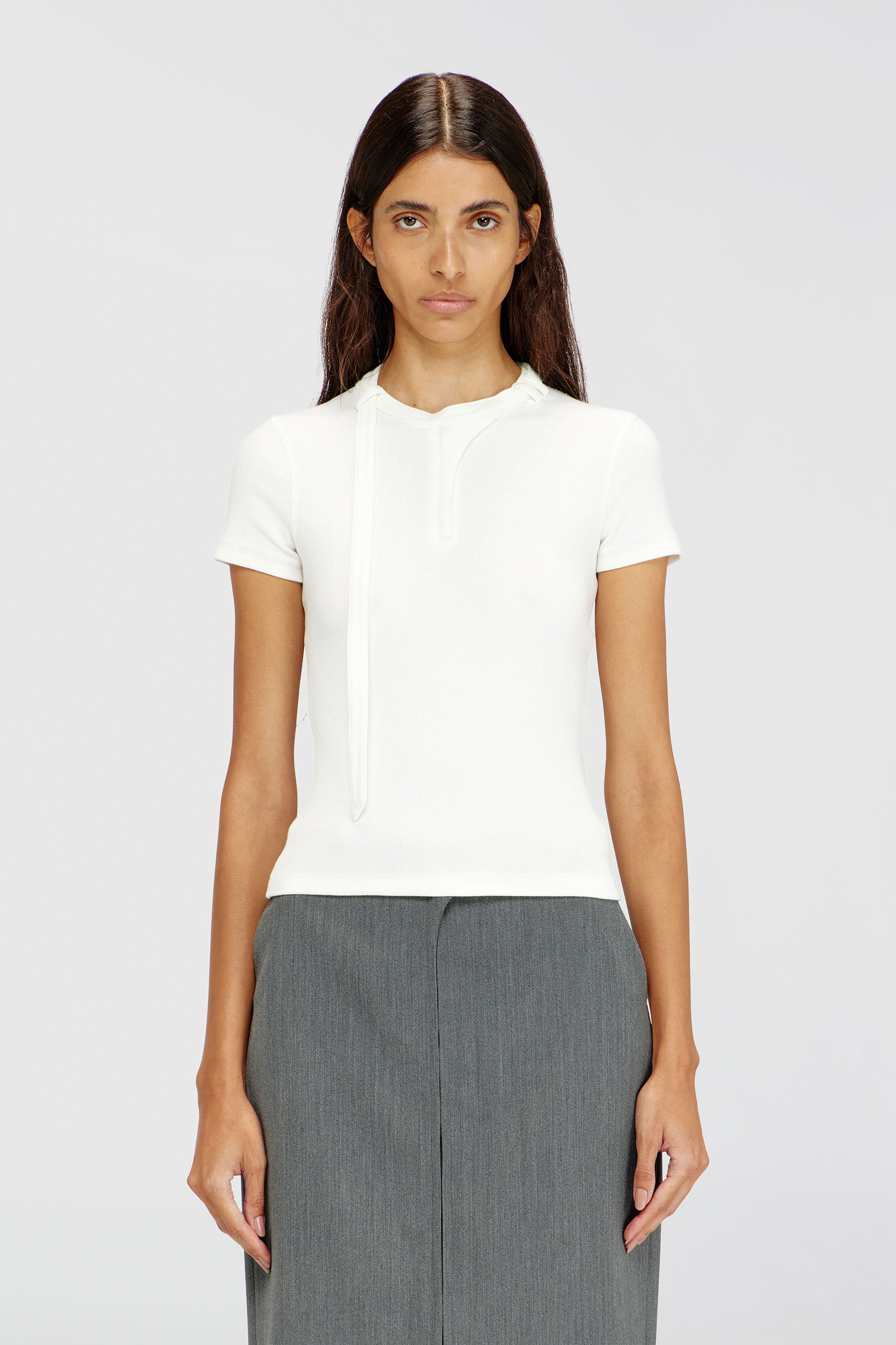 Diesel - T-IARAS, Top in jersey a coste con cinturino biker Donna in Bianco - 1