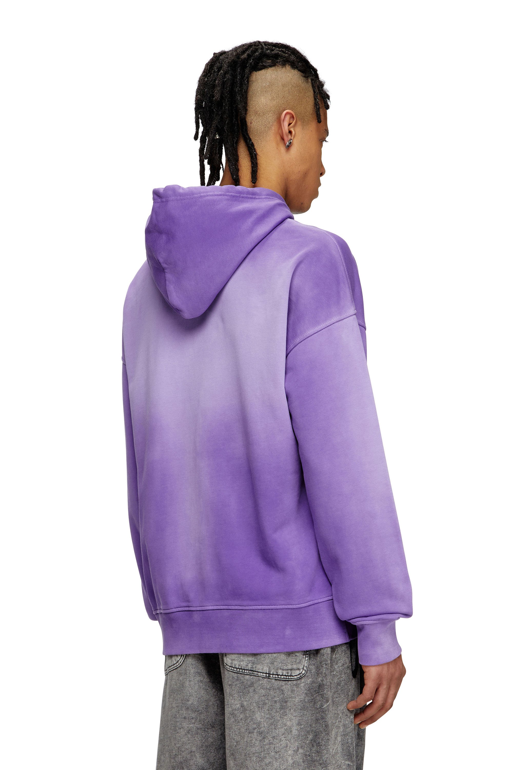 Diesel - S-ROB-HOOD-R2, Hoodie sfumato con micro logo ricamato Uomo in Viola - 4