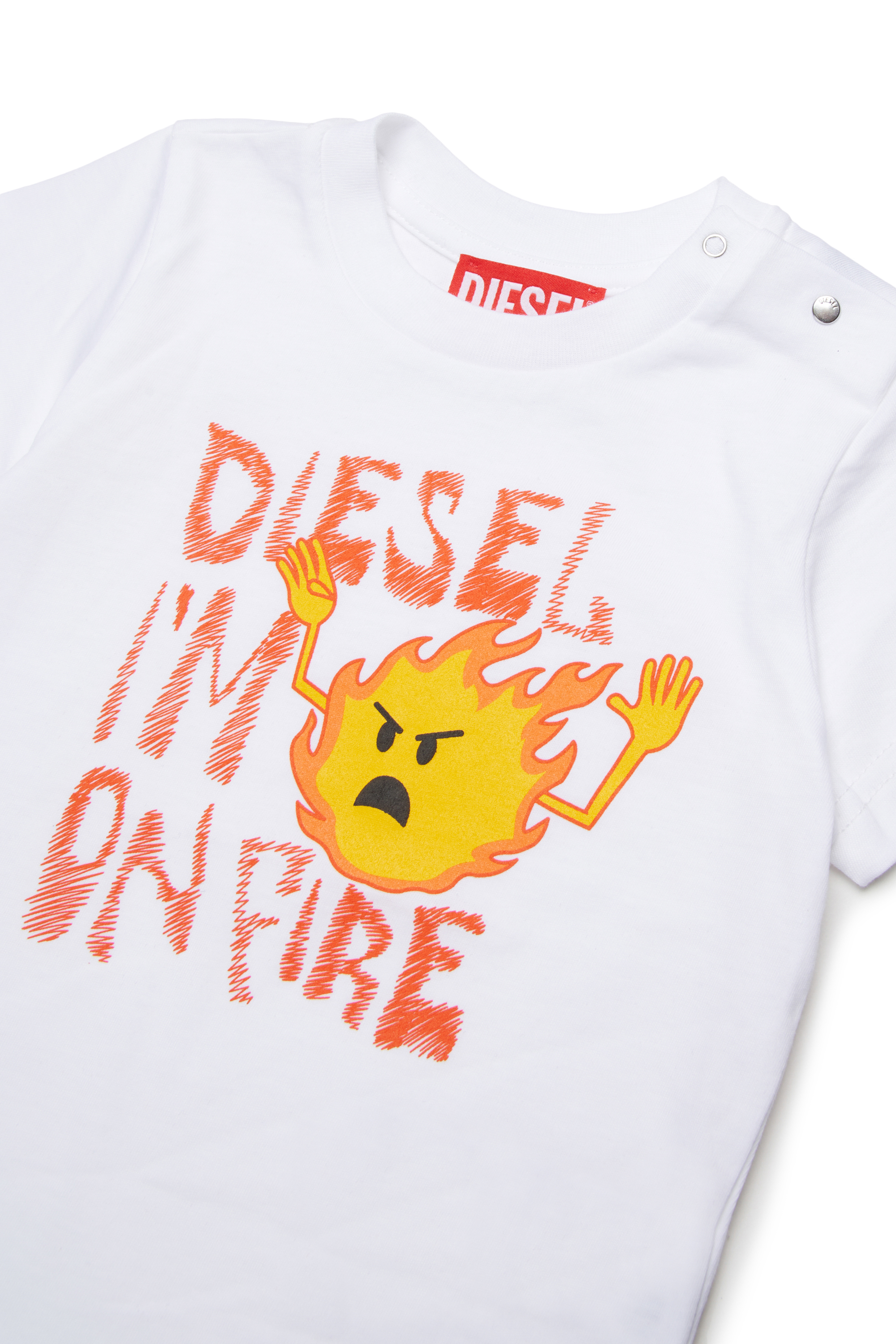 Diesel - TPIRB, T-shirt con stampa di fiamme Uomo in Bianco - 3