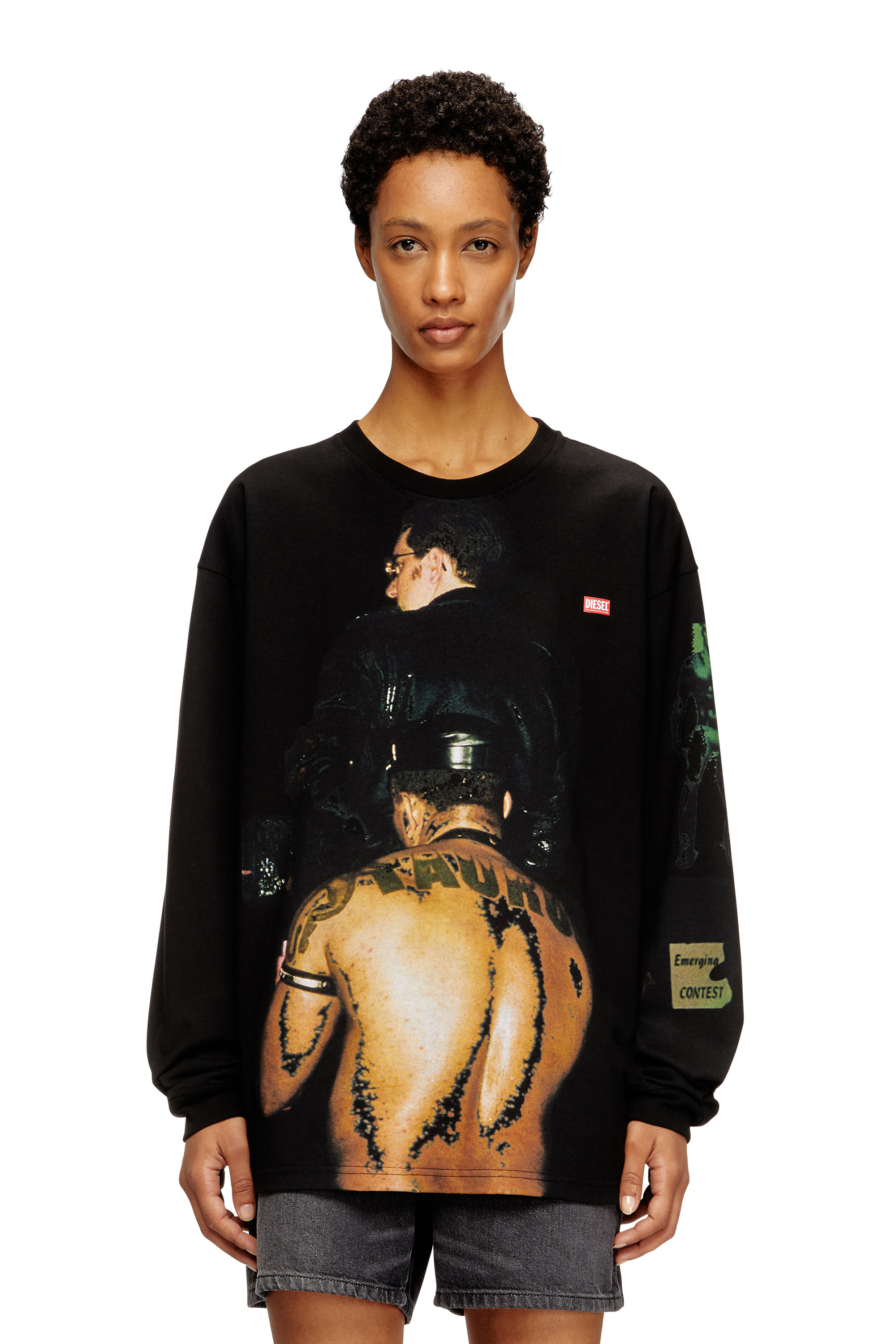 Diesel - PR-T-BOXT-LS-TOM25-1, T-shirt a manica lunga con stampa grafica Unisex in Nero - 5