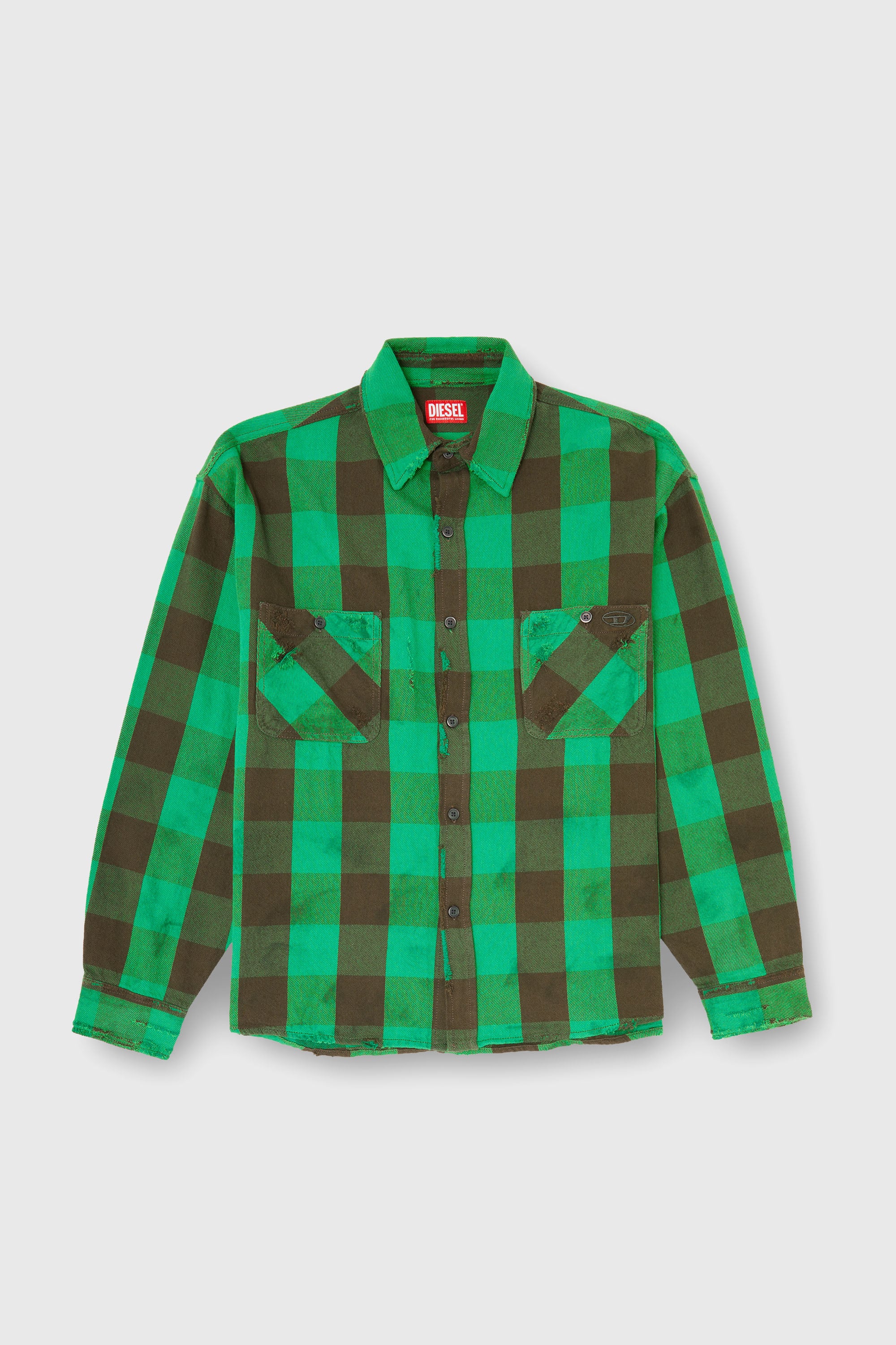 Diesel - S-DRUM, Camicia in flanella a quadri effetto distressed Uomo in Multicolor - 2