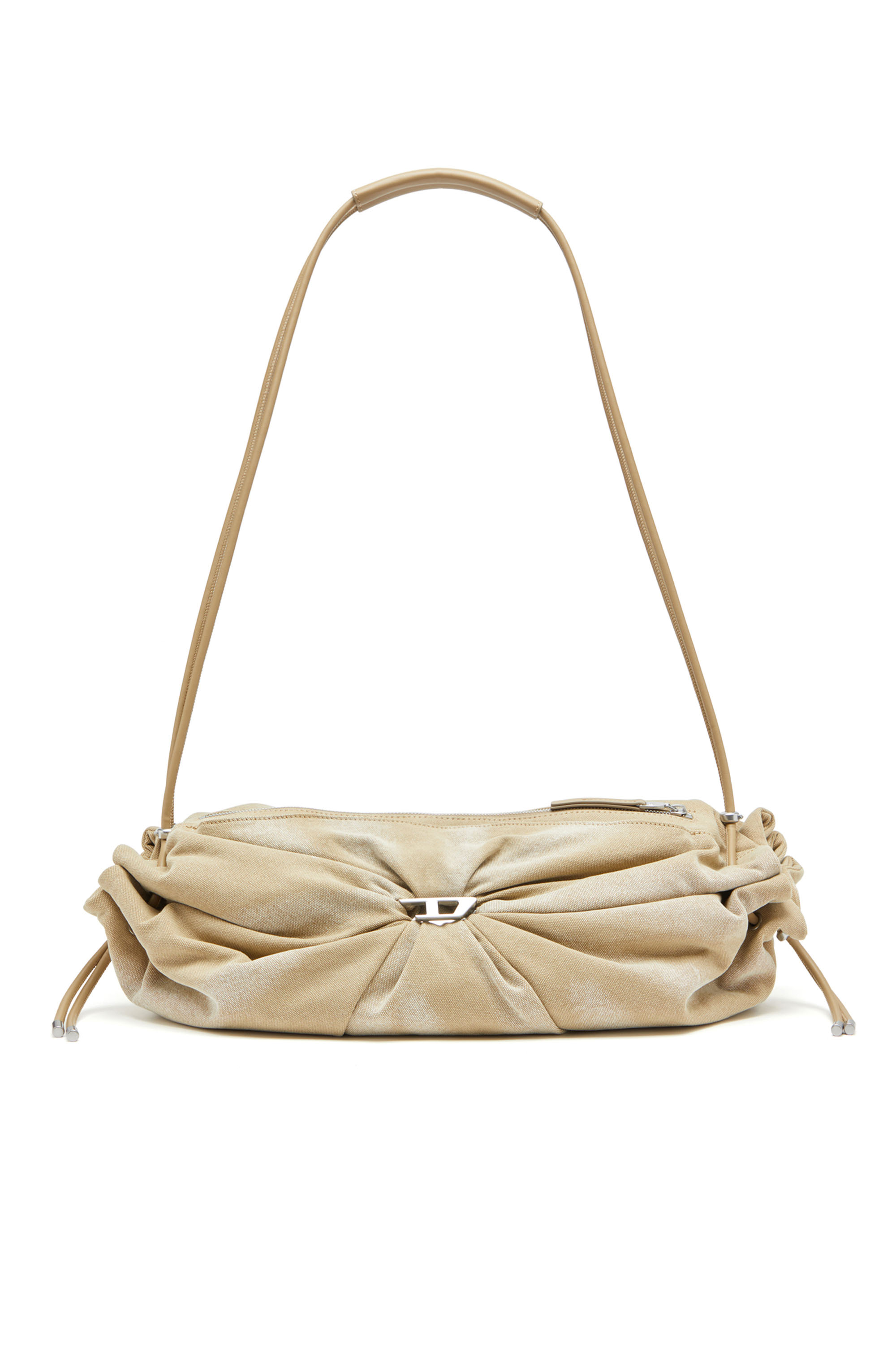 Diesel - SCRUNCH-D CROSSBODY L, Scrunch-D L-Borsa arricciata in tela trattata Donna in Beige - 1