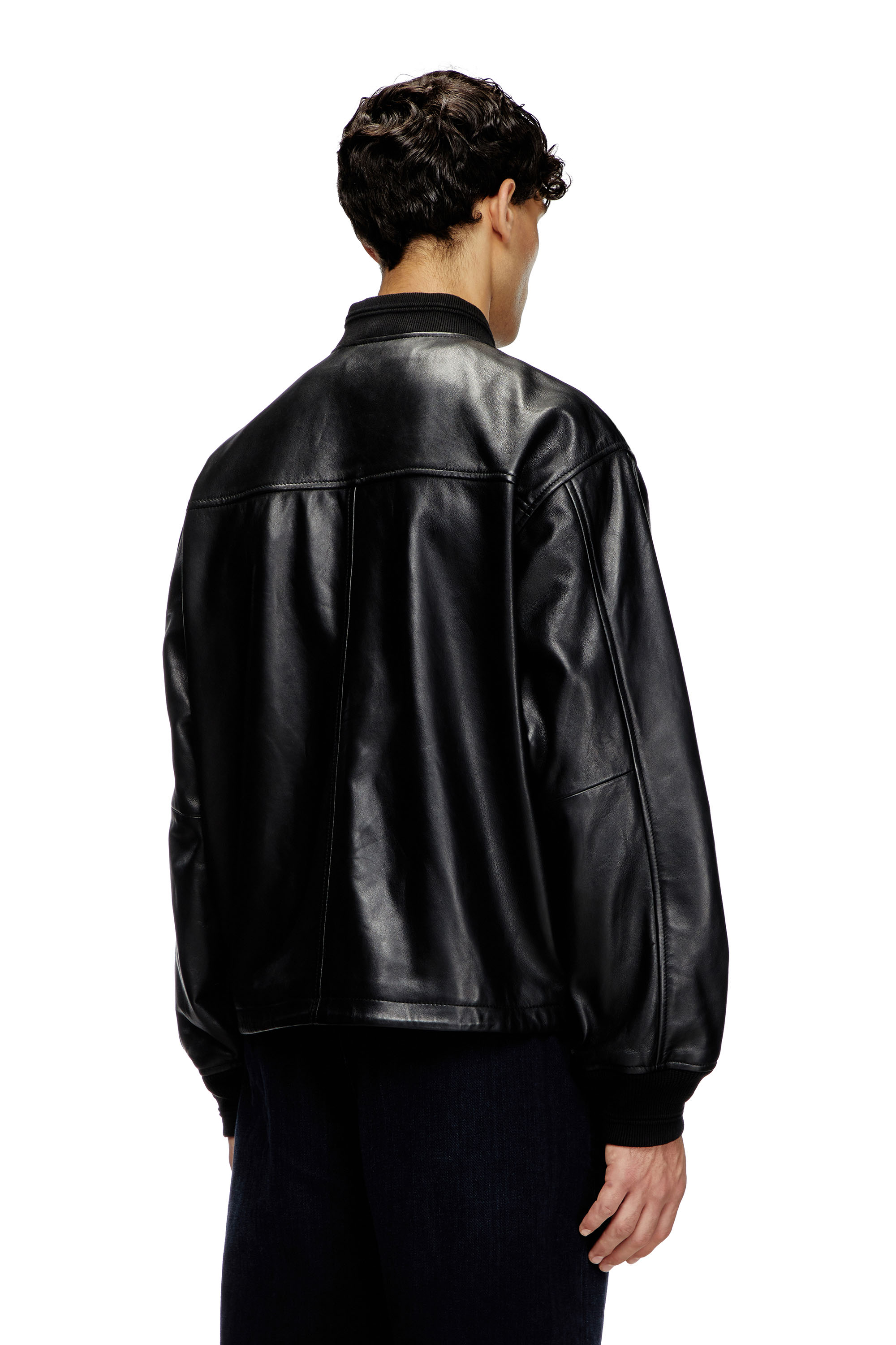 Diesel - L-KHAT, Bomber in pelle cerata Uomo in Nero - 4