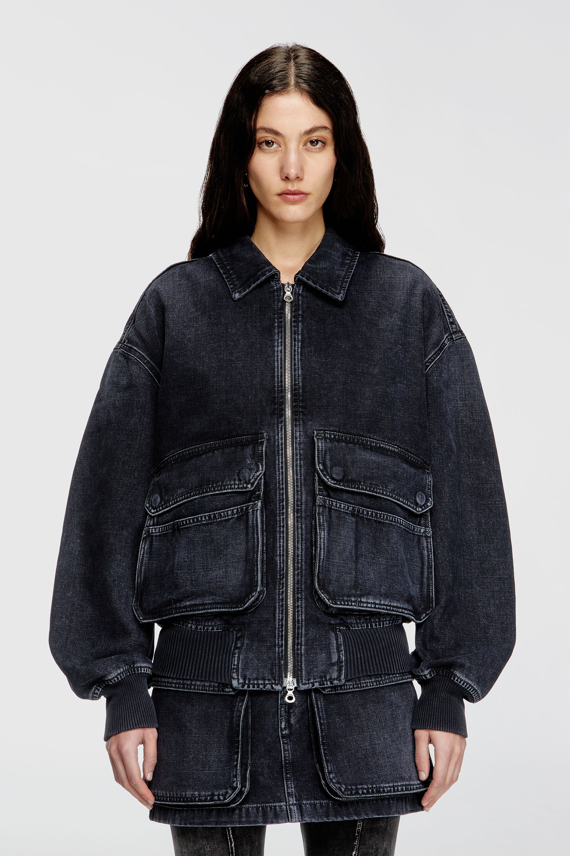 Diesel - D-KURZ, Giacca in denim batavia Unisex in Nero - 1