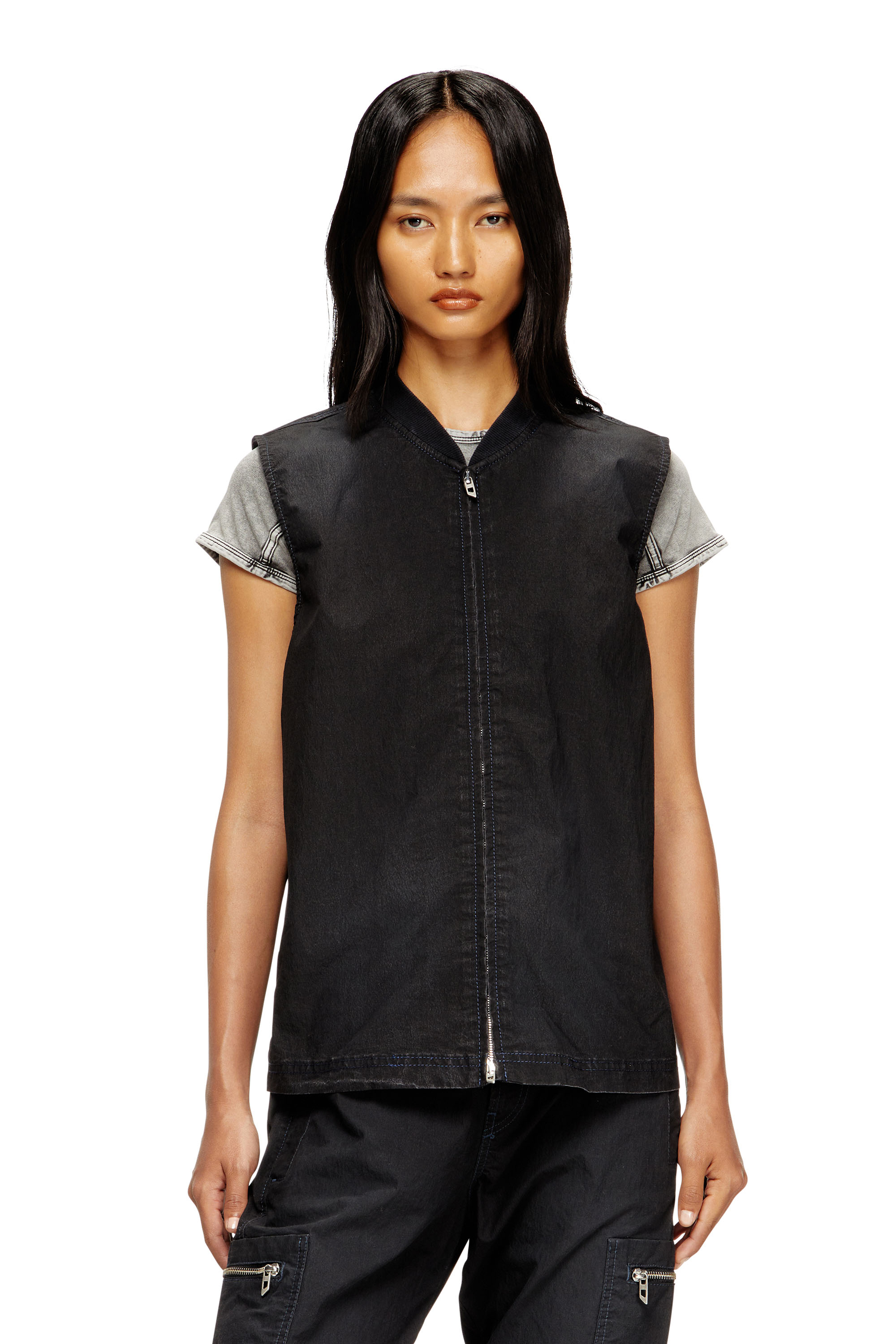 Diesel - D-SUND-D-N JOGG, Gilet senza maniche in JoggJeans tecnico Unisex in Nero - 1