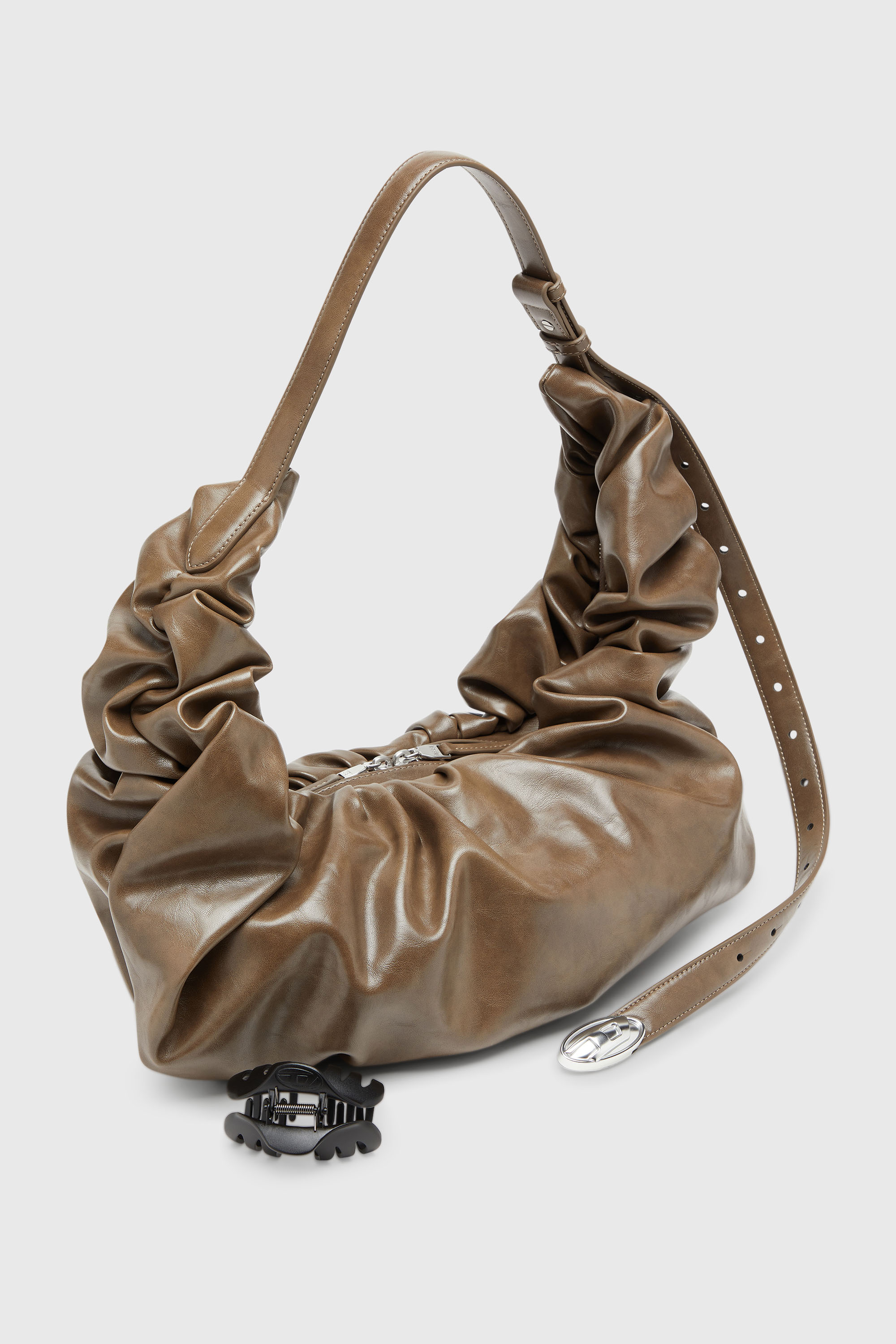 Diesel - GRAB-D HOBO L, Grab-D-Borsa hobo grande arricciata Donna in Beige - 6