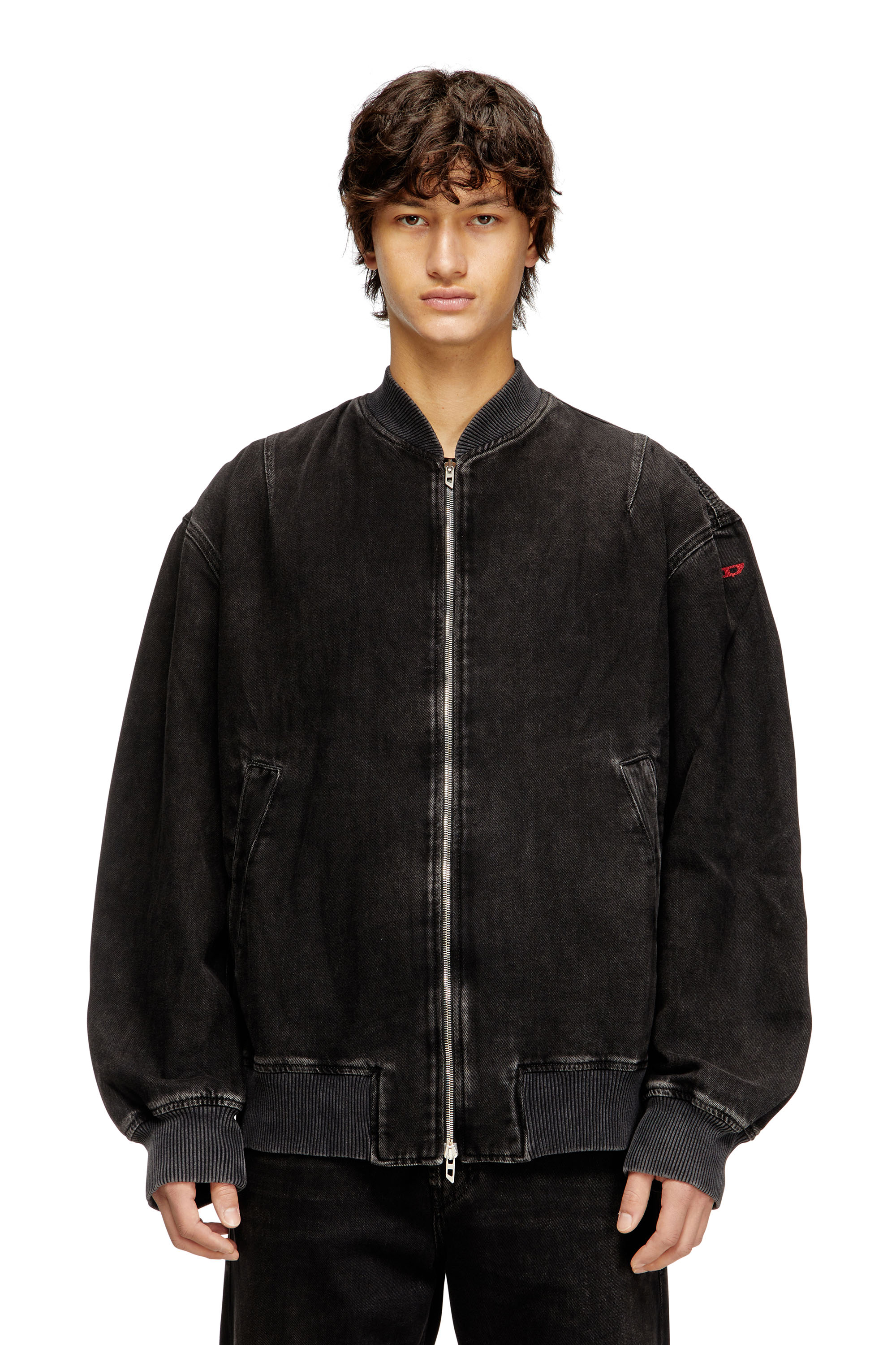 Diesel - D-VINZ, Bomber in denim lavaggio clean Uomo in Nero - 1