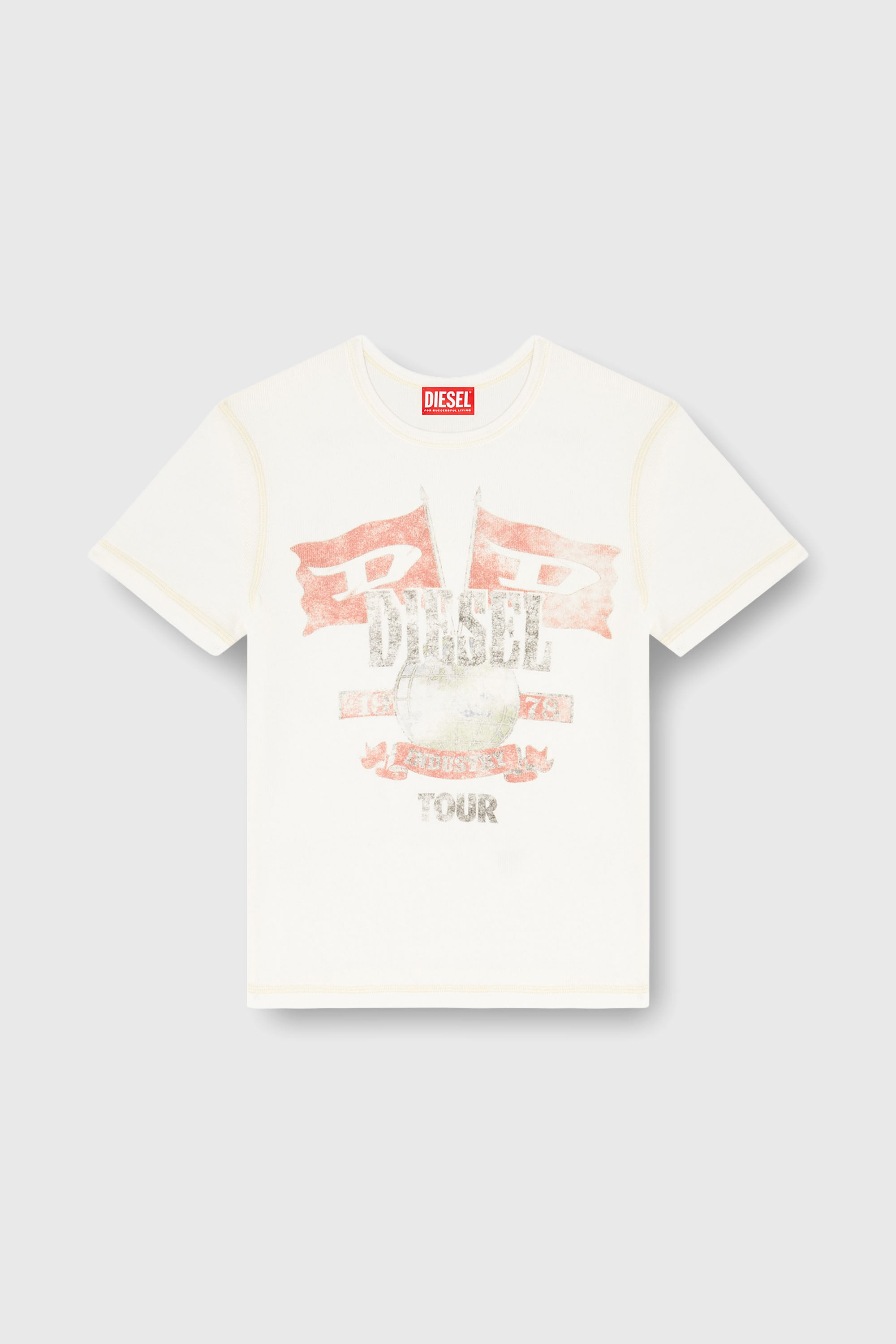 Diesel - T-MARSY-RIB, T-shirt a costine con grafiche concerto Donna in ToBeDefined - 2