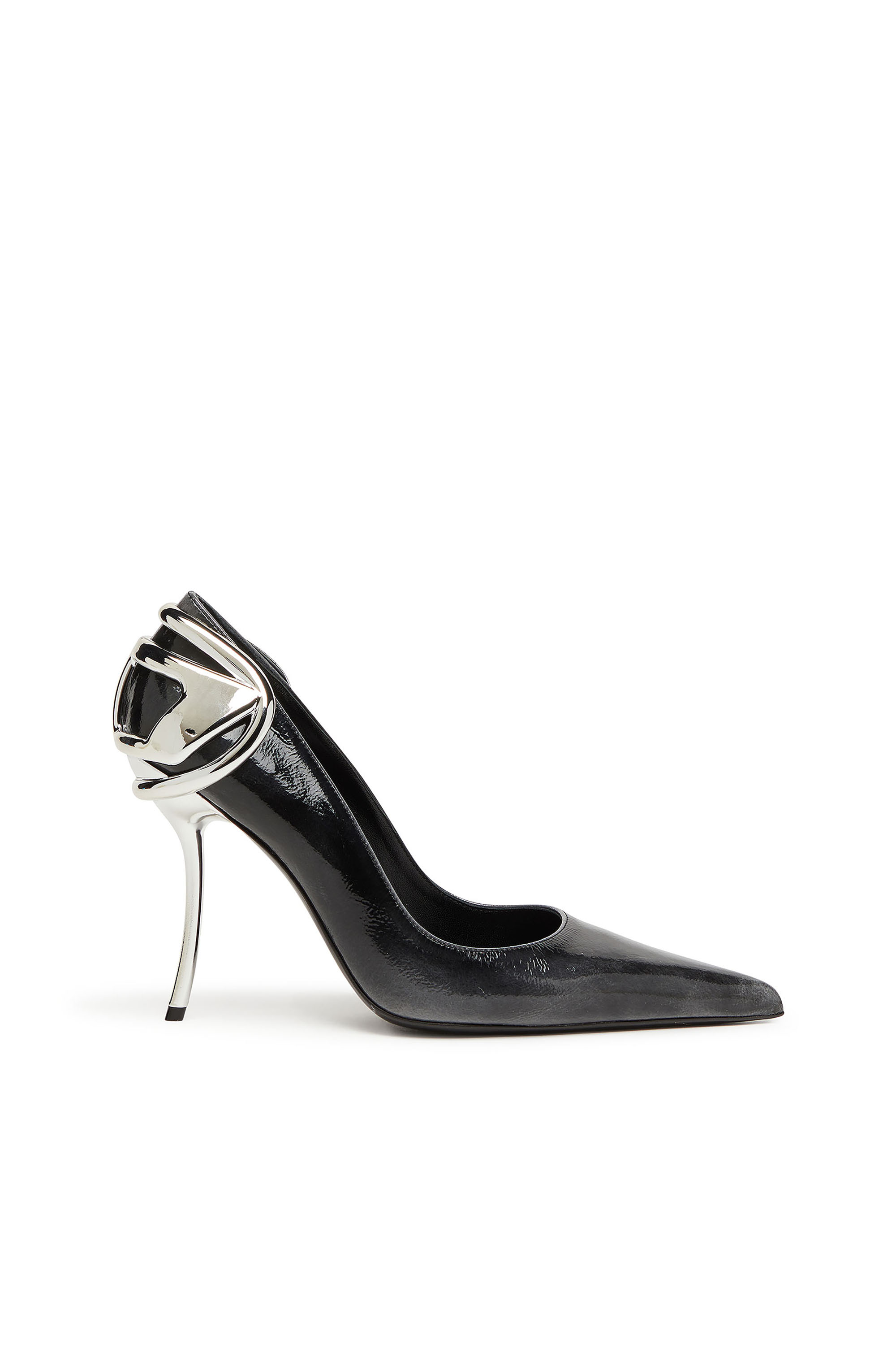 Diesel - D-TEN&HALF P, Pump in pelle pull-up effetto vernice Donna in Nero - 1