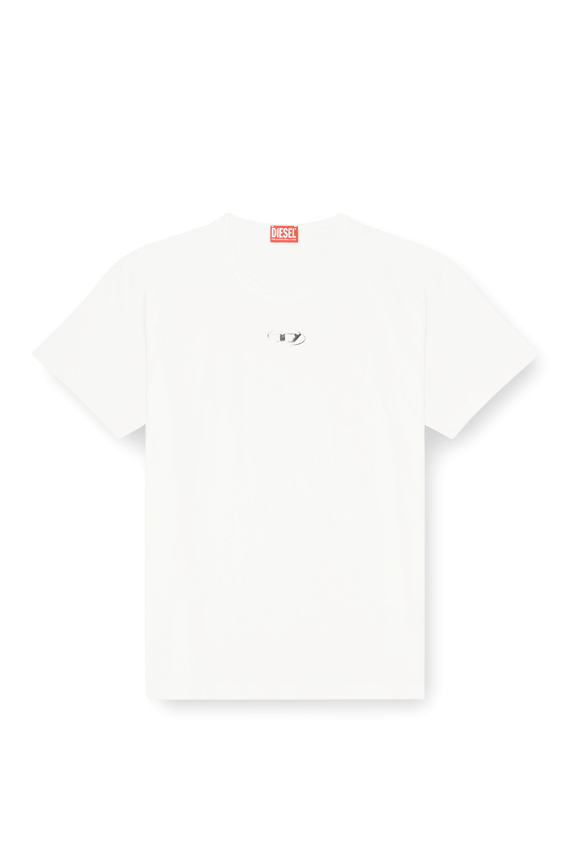 Diesel - T-NORM-IOD, T-shirt in cotone leggero con logo Oval D metallizzato Uomo in Bianco - 3