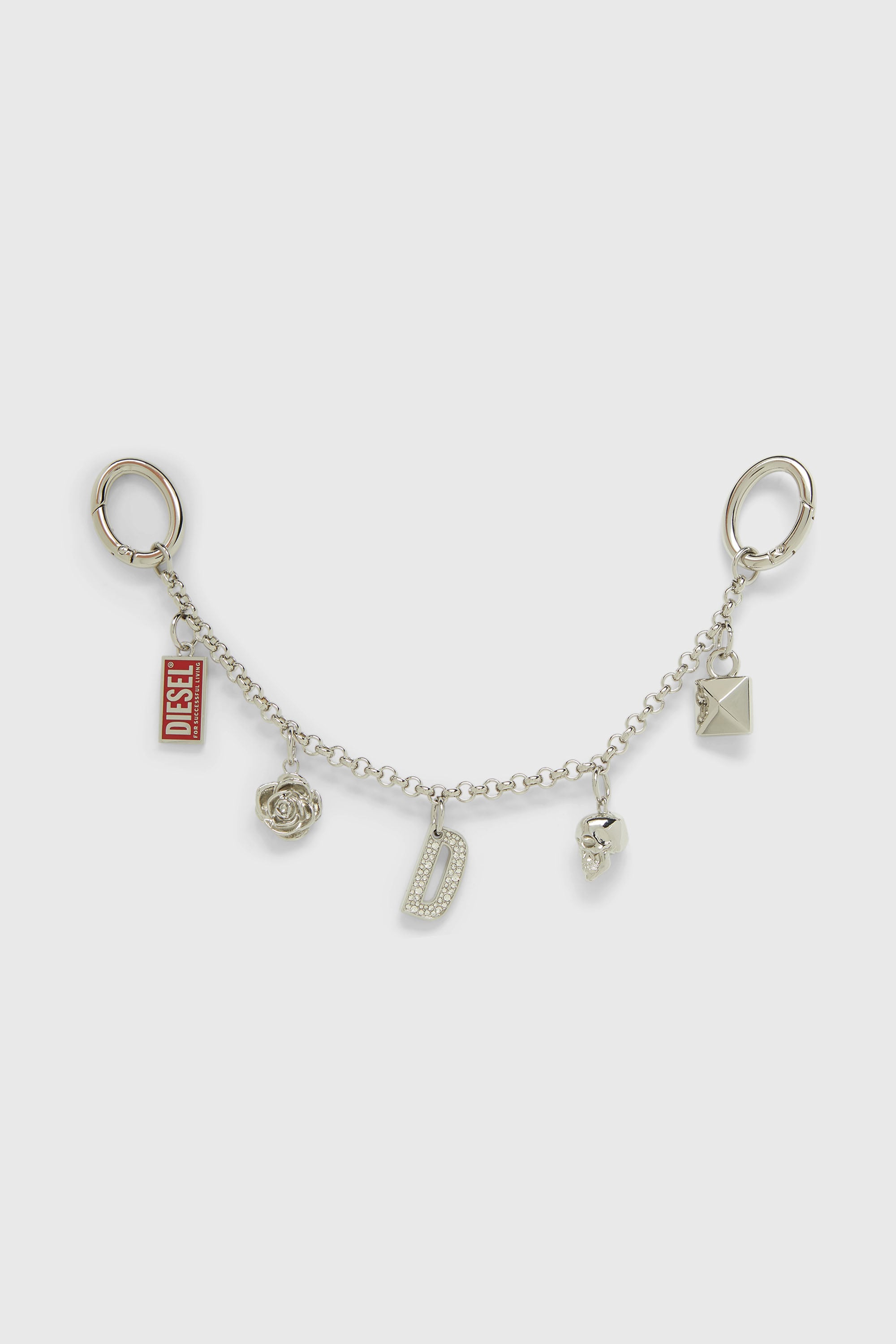 Diesel - CHAIN-D II S, Woman's Metal chain charm with iconic pendants in Silver - 1