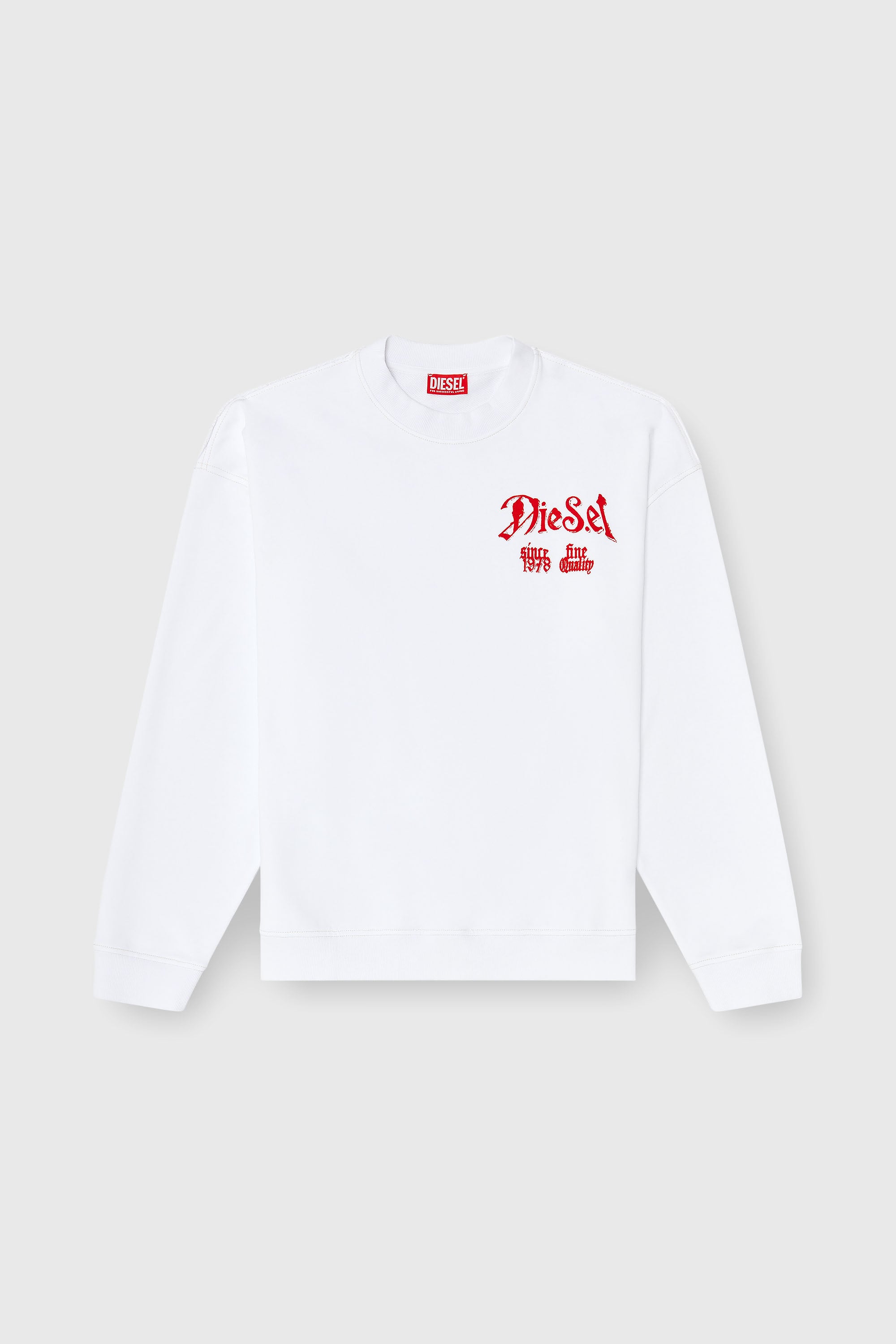 Diesel - S-BOXT-AA2, Felpa in cotone con grafiche effetto floccato Uomo in Bianco - 2