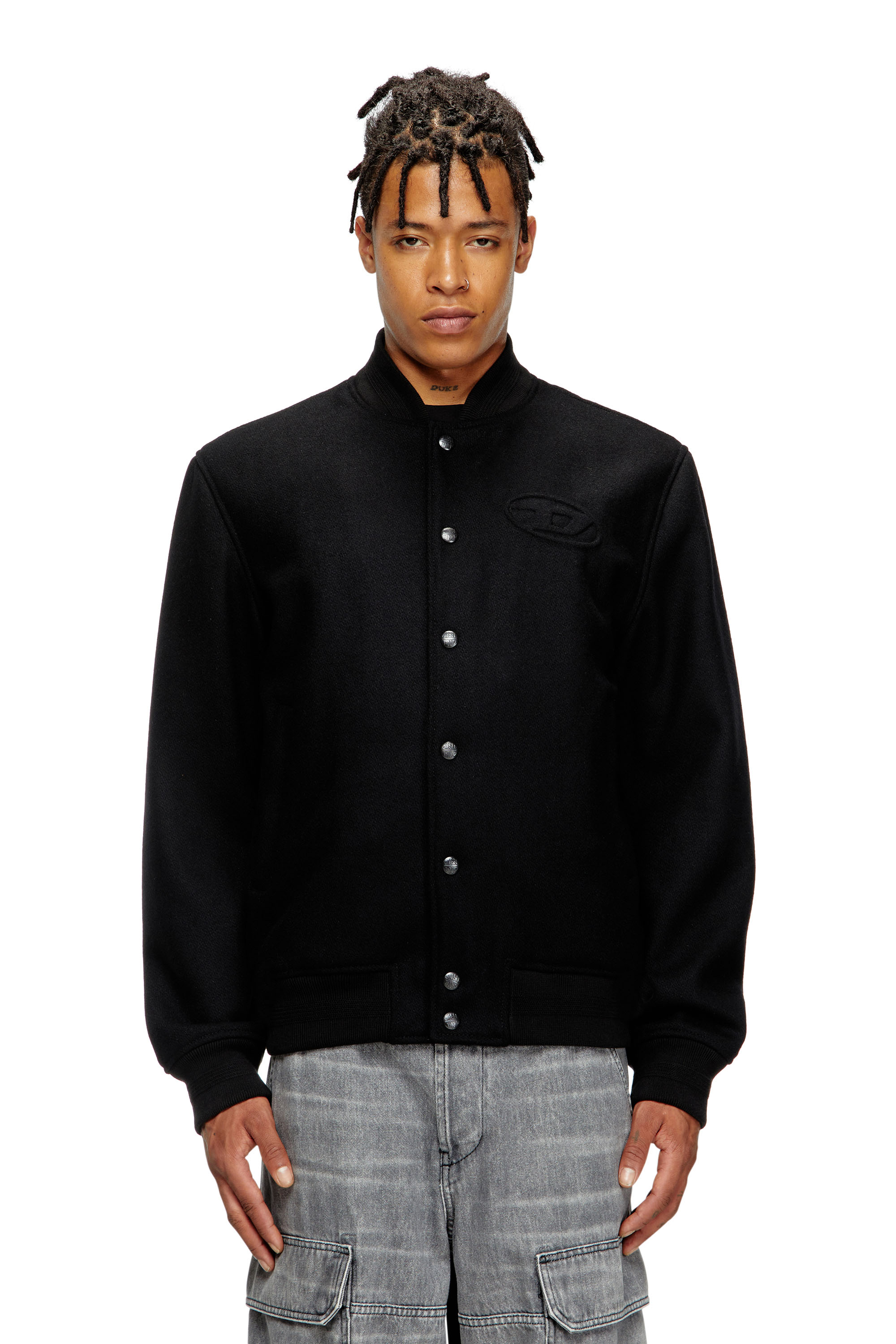 Diesel - J-ARRY, Giacca bomber imbottita in misto lana Uomo in Nero - 1
