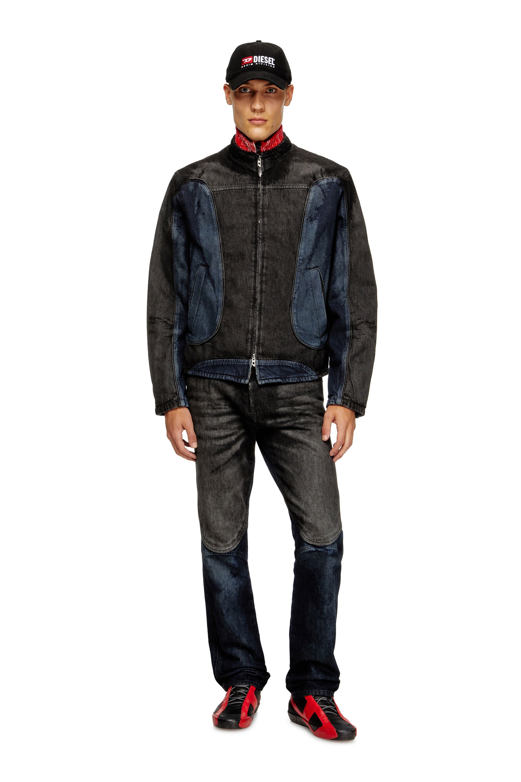 Diesel - D-BLENK-S, Giacca stile biker in denim bicolor Uomo in Multicolor - 2