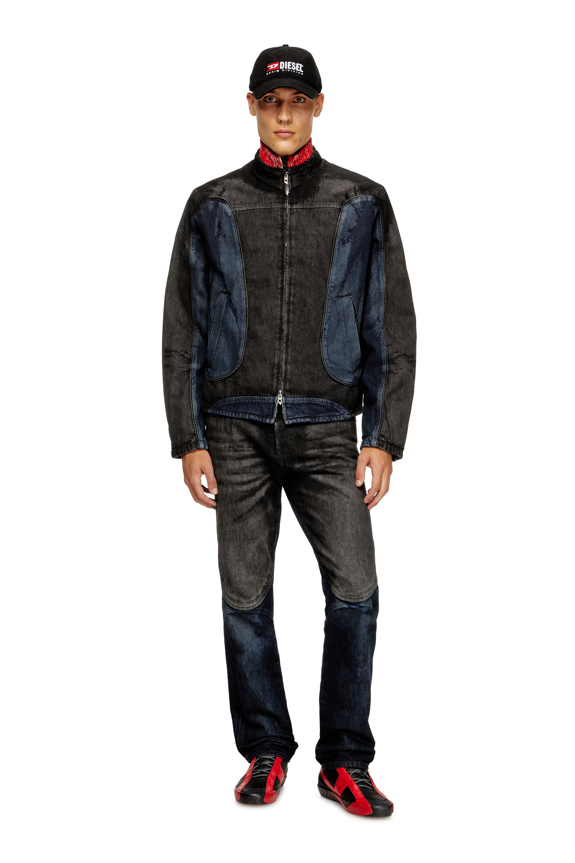 Diesel - D-BLENK-S, Giacca stile biker in denim bicolor Uomo in Multicolor - 1