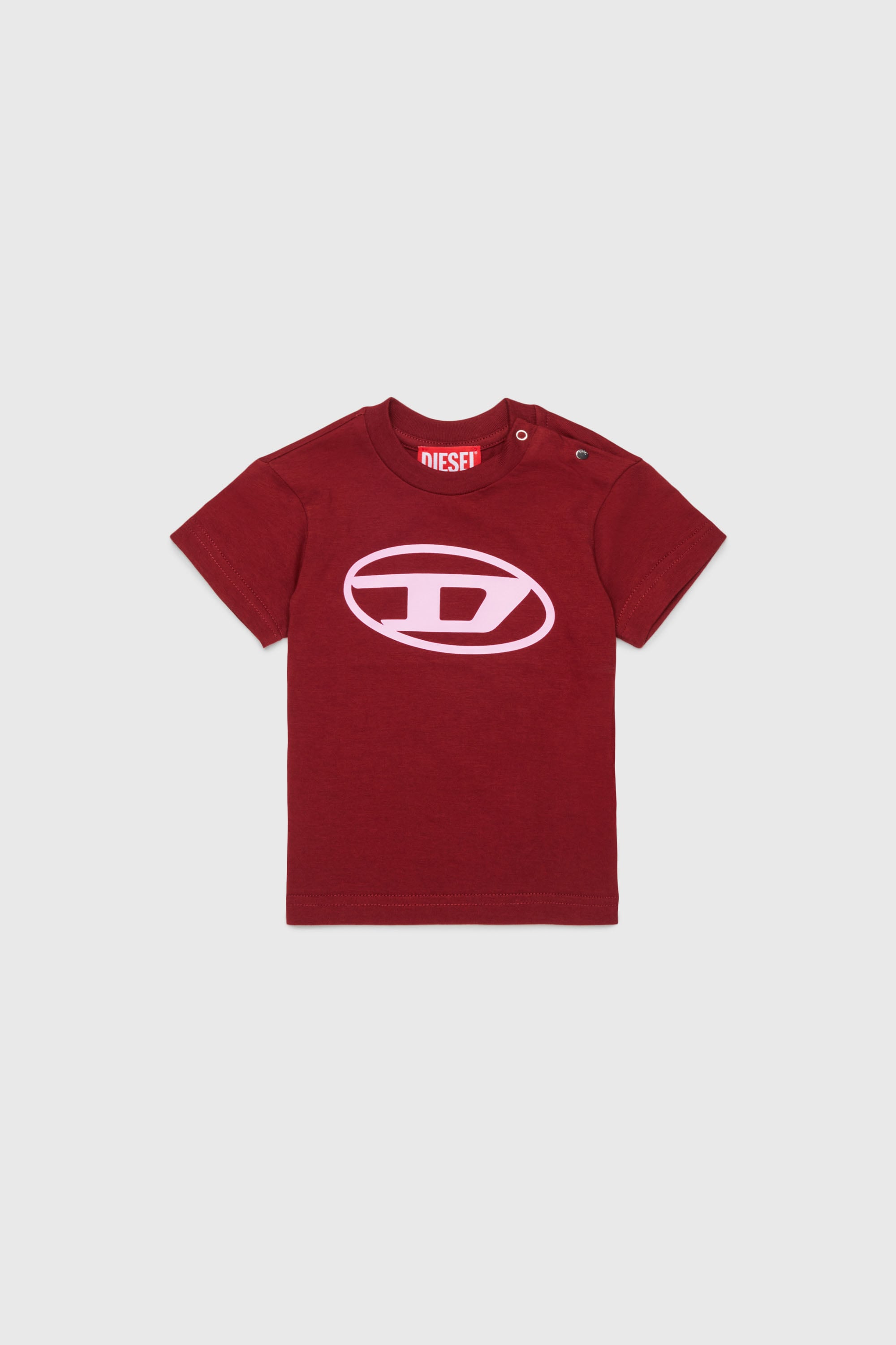 Diesel - TIELB, T-shirt in cotone con stampa Oval D Uomo in Rosso - 1