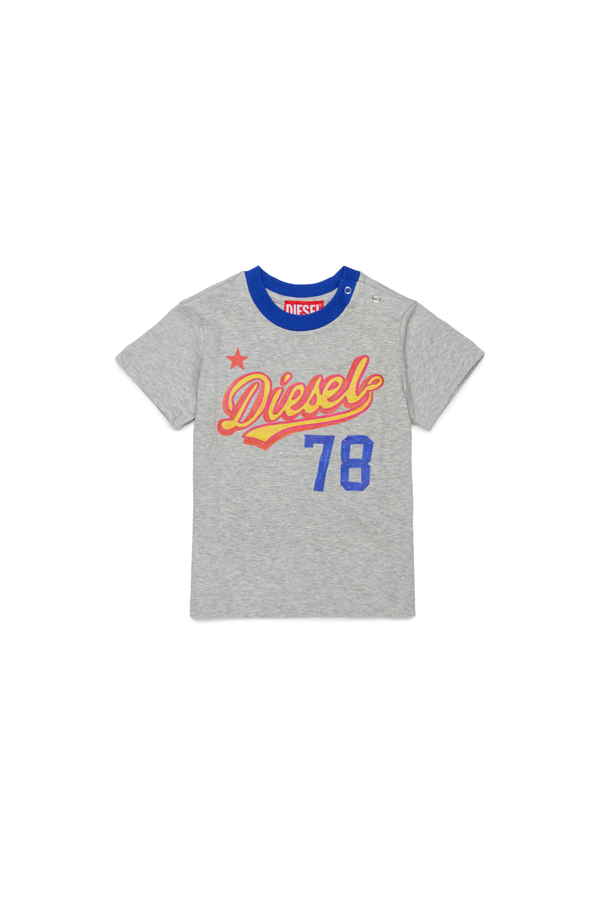 Diesel - TURSIB, T-shirt in cotone con stampa logo r&eacute;tro Uomo in Grigio - 1