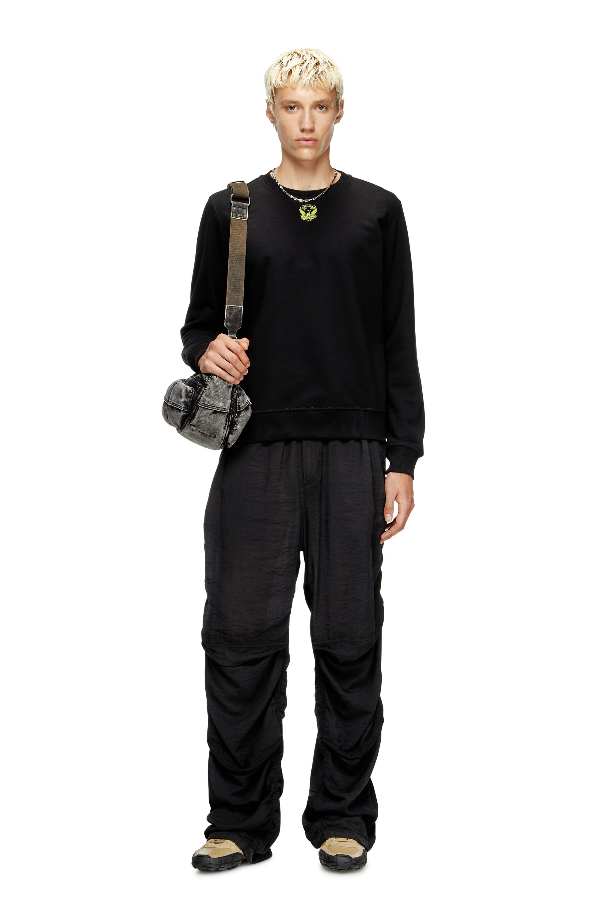 Diesel - S-GINN-T1, Felpa con ricamo Phoenix Uomo in Nero - 2