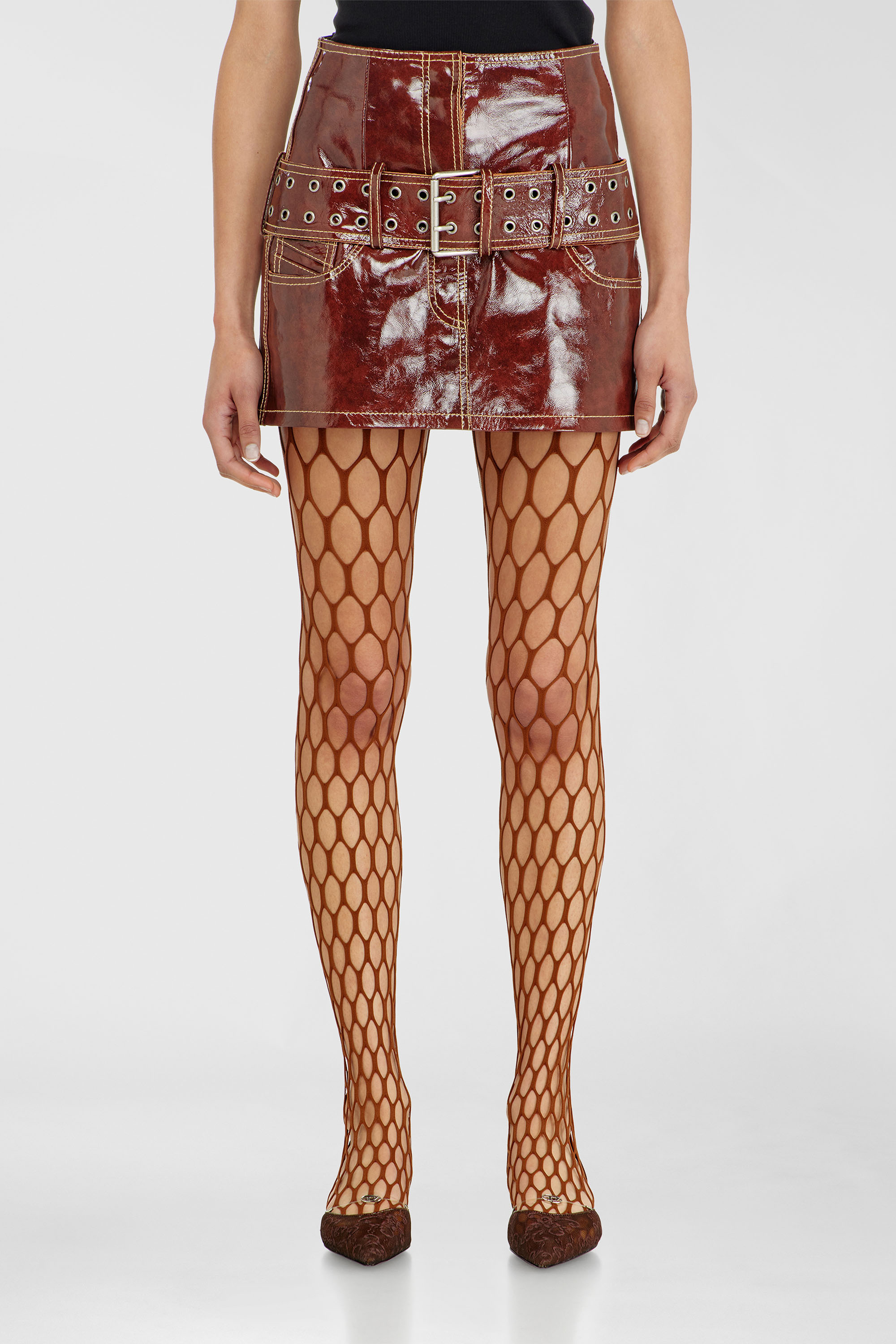 Diesel - L-EVANT, Minigonna in vernice con cintura Donna in Rosso - 1
