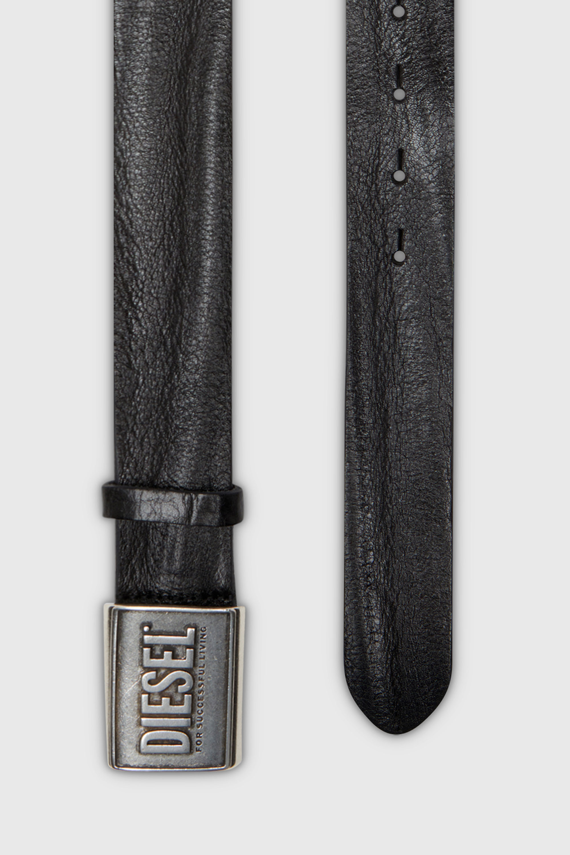 Diesel - B-METAL BISCOTTO, Cintura 4 cm in pelle con placca logo Uomo in Nero - 2