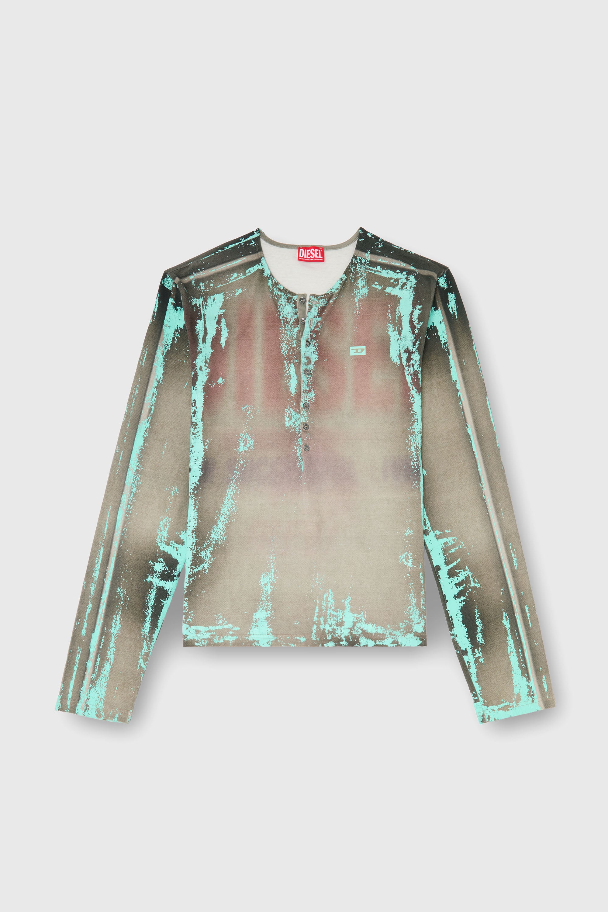 Diesel - T-FYNO-ML, Grandad T-shirt in jersey effetto pelle craquel&eacute; Uomo in Multicolor - 2