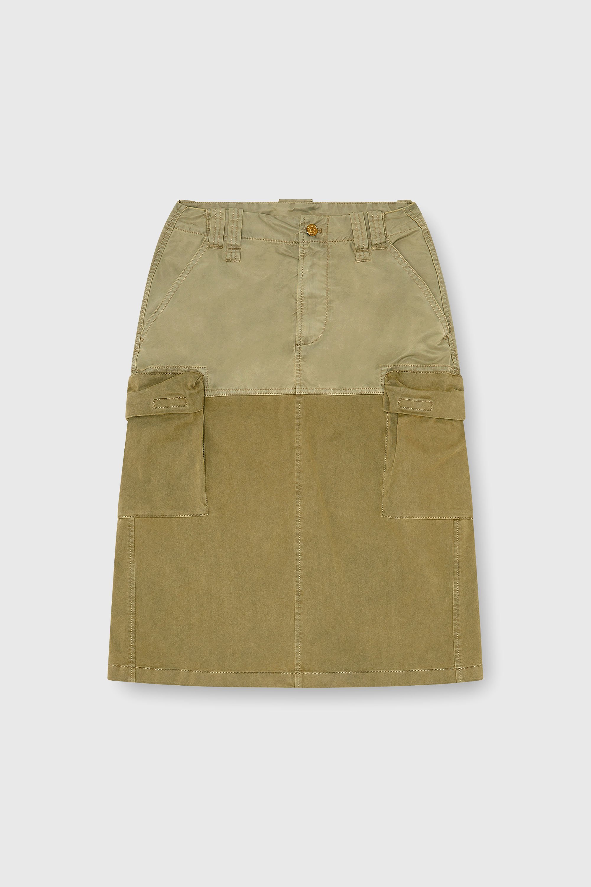 Diesel - O-DELE, Gonna midi cargo in cotone e nylon Donna in Verde - 2