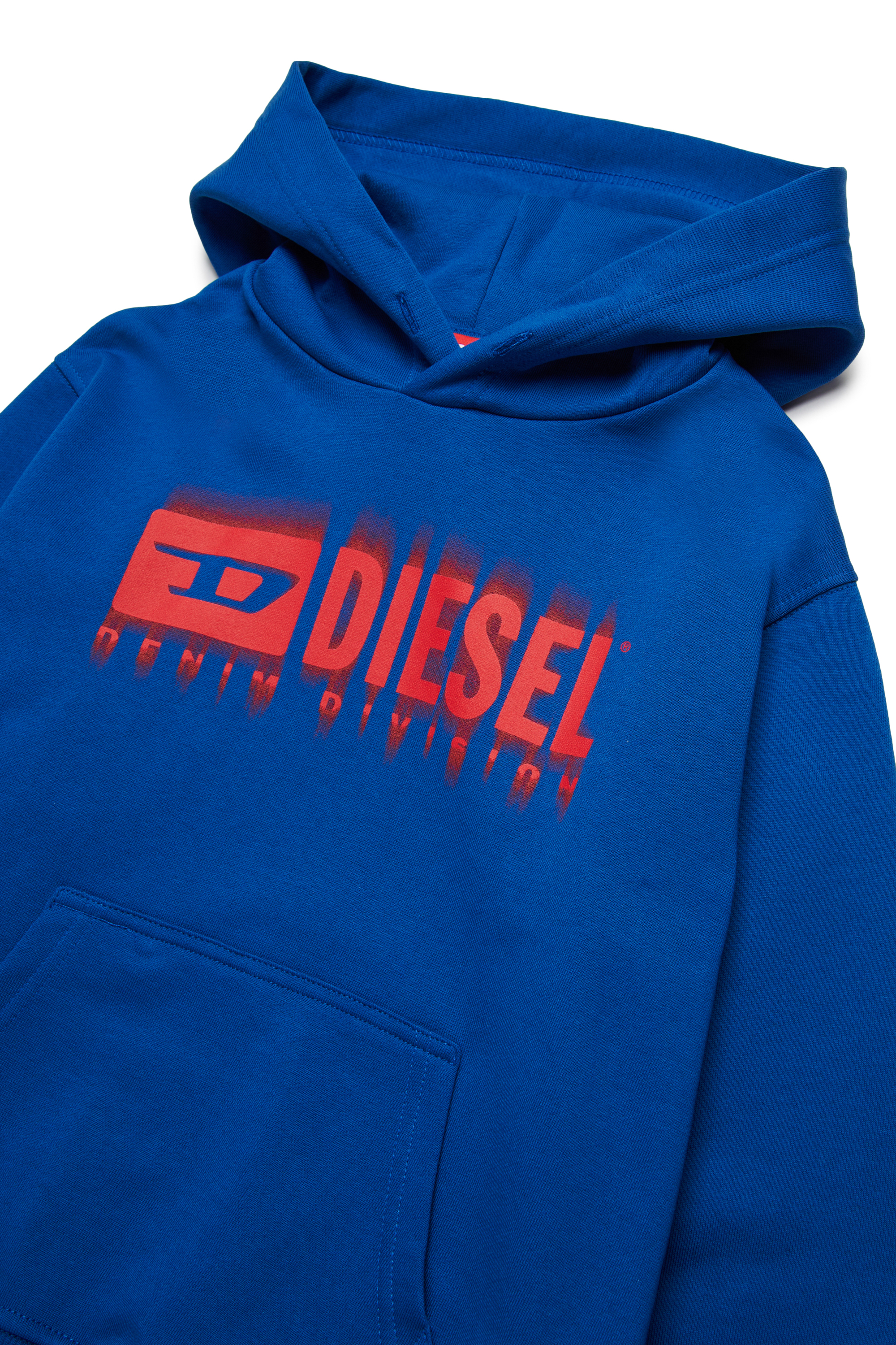 Diesel - SGINNHOODL5 OVER, Felpa con cappuccio e logo sbavato Uomo in Blu - 3