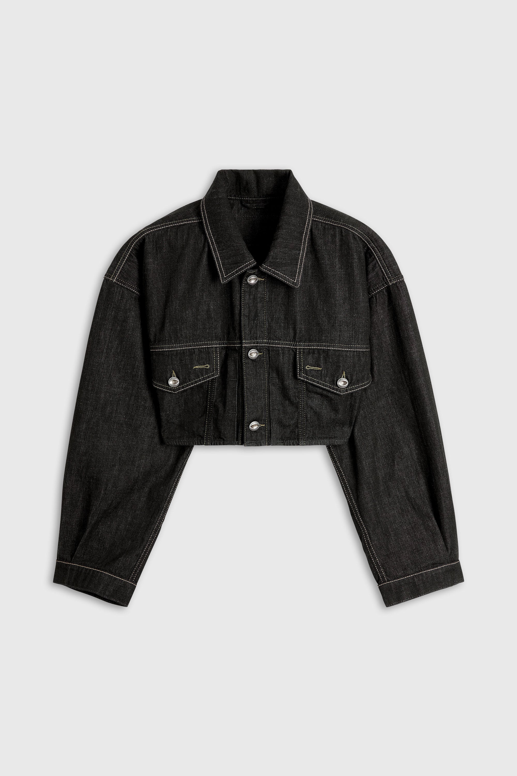 Diesel - DE-MALLEY, Giacca trucker oversized cropped in denim rinse Donna in Nero - 2