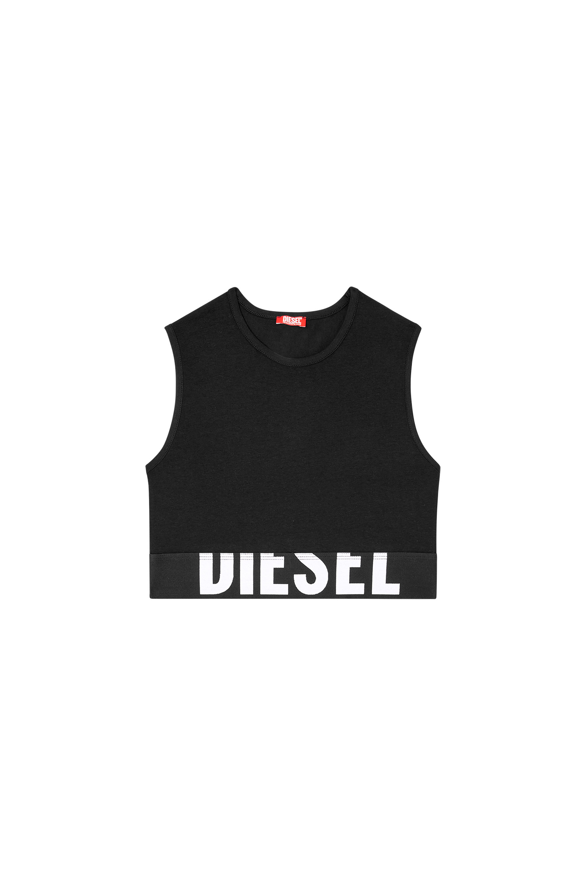 Diesel - ADA-D-POP, Crop top con logo tagliato Donna in Nero - 4